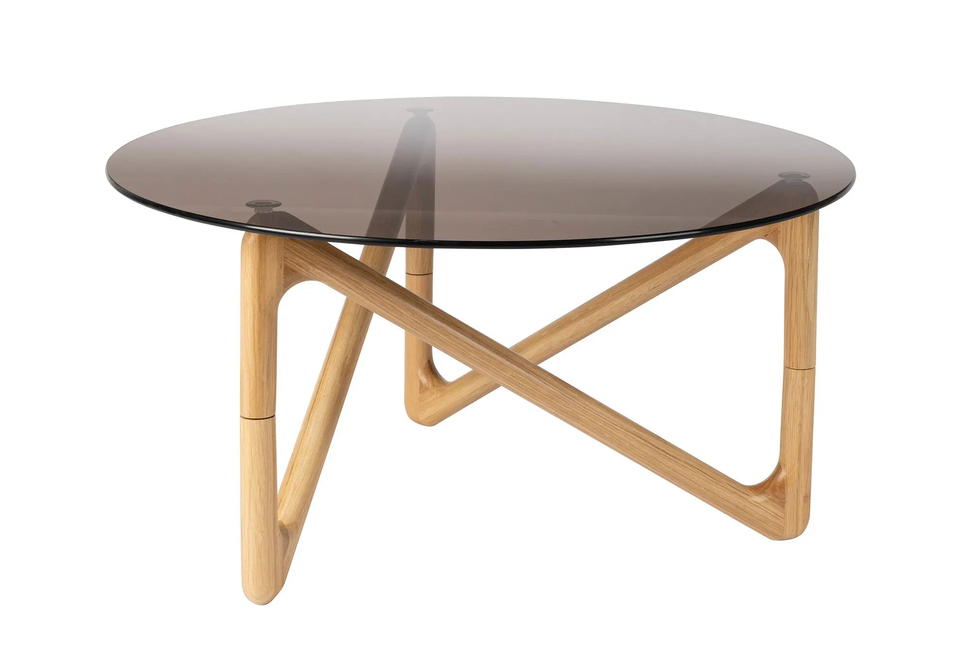 Moderner Kaffeetisch Naia aus Holz mit rechteckiger Tischplatte und schlanken, schwarzen Metallbeinen.