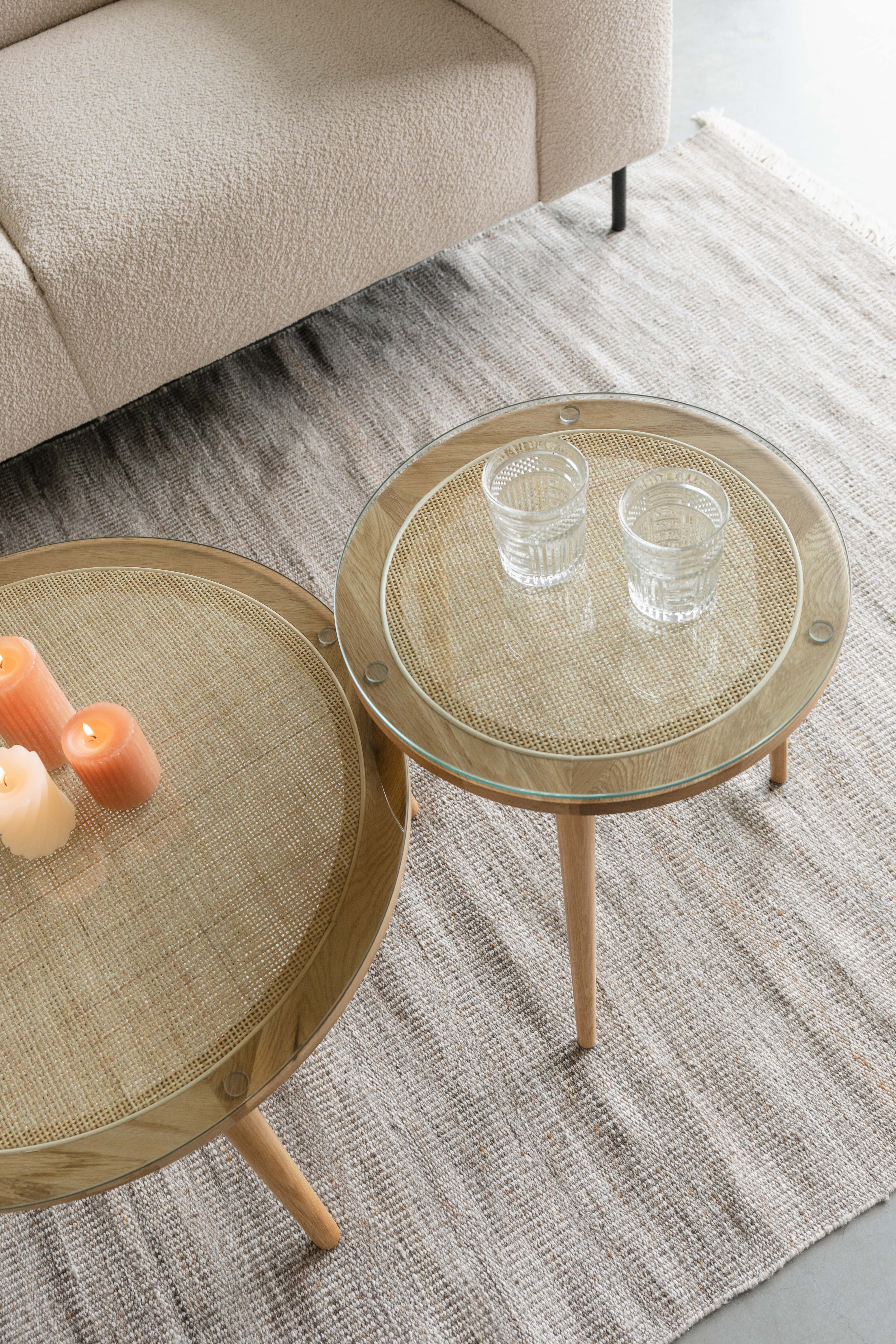 Coffee Tisch Haru Round in Beige/Natur präsentiert im Onlineshop von KAQTU Design AG. Beistelltisch ist von White Label Living