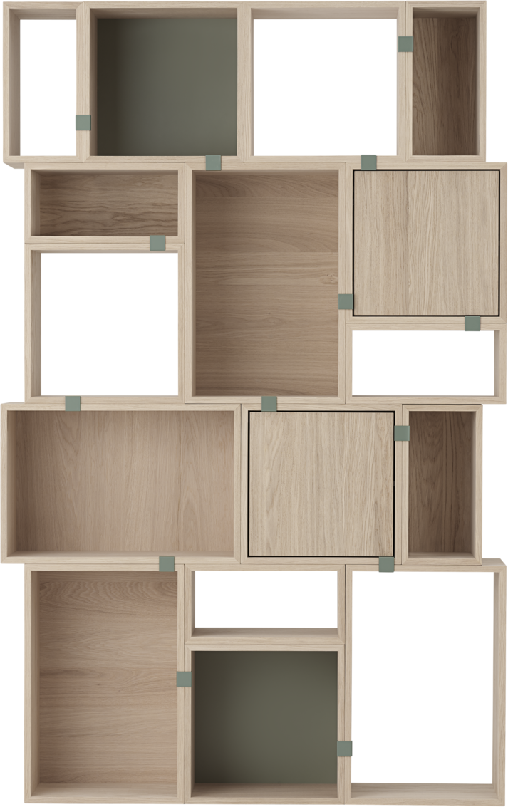 Stacked Storage System Bookshelves Konfiguration 4 in Grün präsentiert im Onlineshop von KAQTU Design AG. Bücherregal ist von Muuto