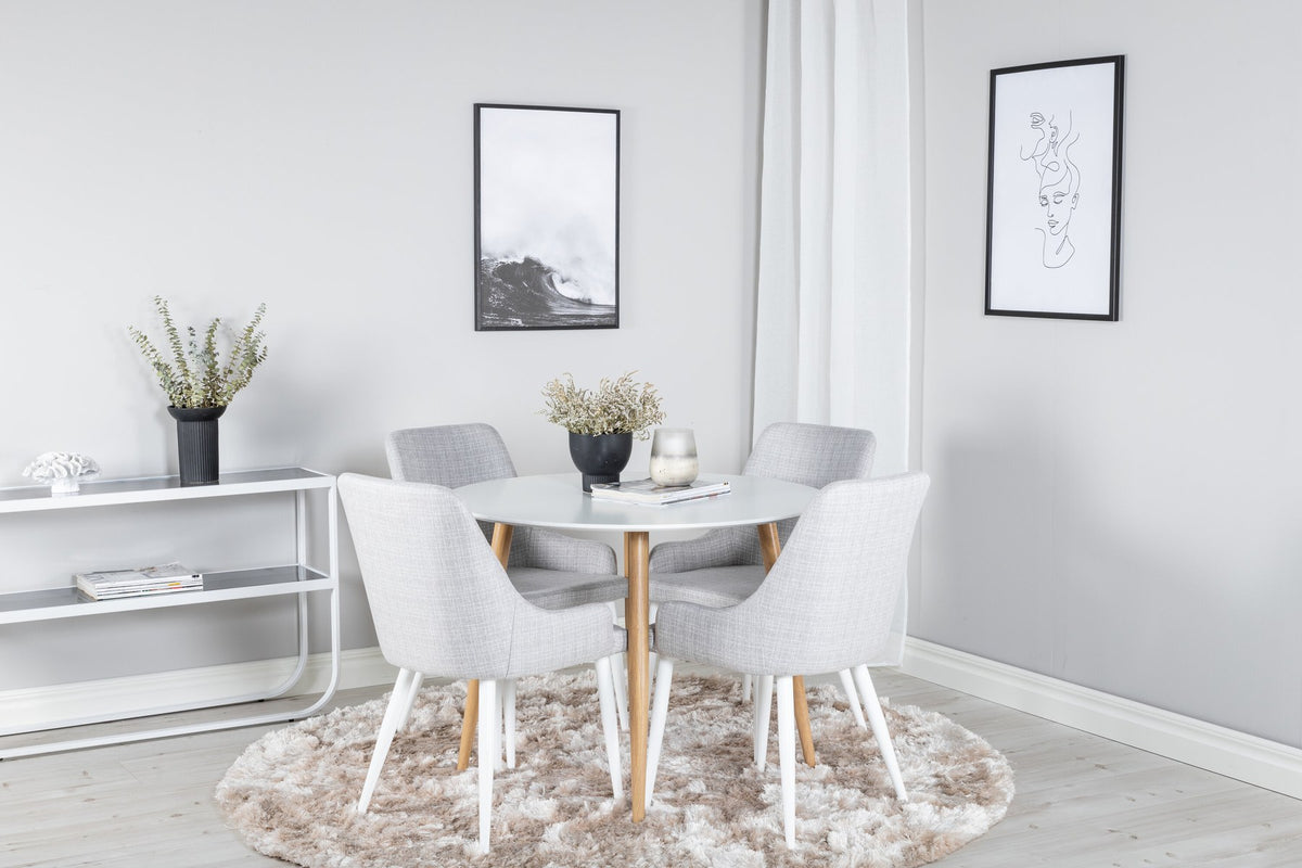 Weisser Esstisch Plaza von Venture Home mit Tischplatte aus MDF und Untergestell aus naturfarbenem Stahl, Masse 100x75 cm.