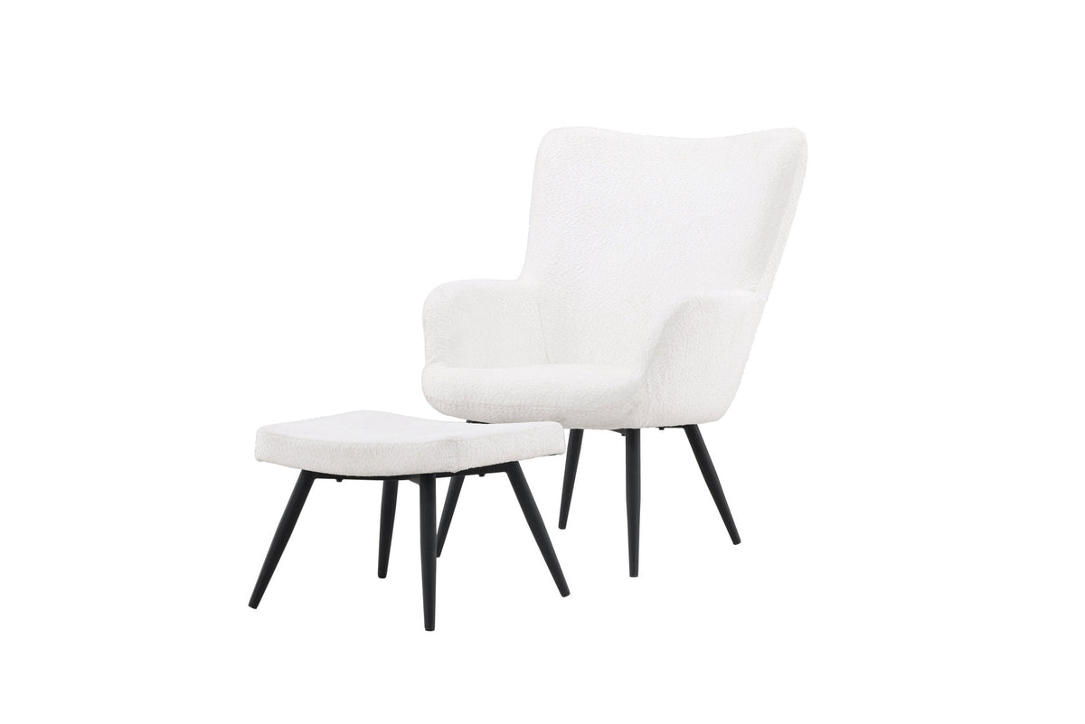 Como Sessel mit Ottoman in Weiss präsentiert im Onlineshop von KAQTU Design AG. Sessel mit Armlehnen ist von Venture Home
