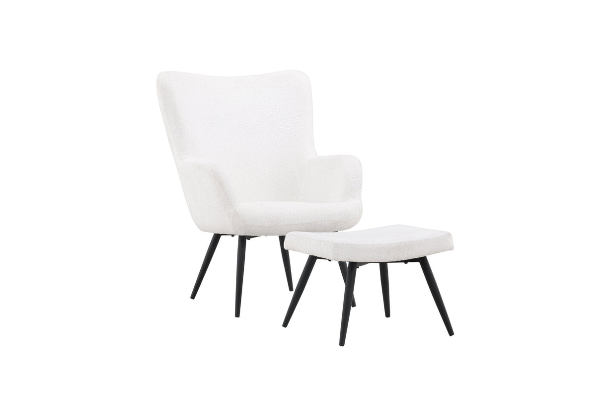 Como Sessel mit Ottoman in Weiss präsentiert im Onlineshop von KAQTU Design AG. Sessel mit Armlehnen ist von Venture Home