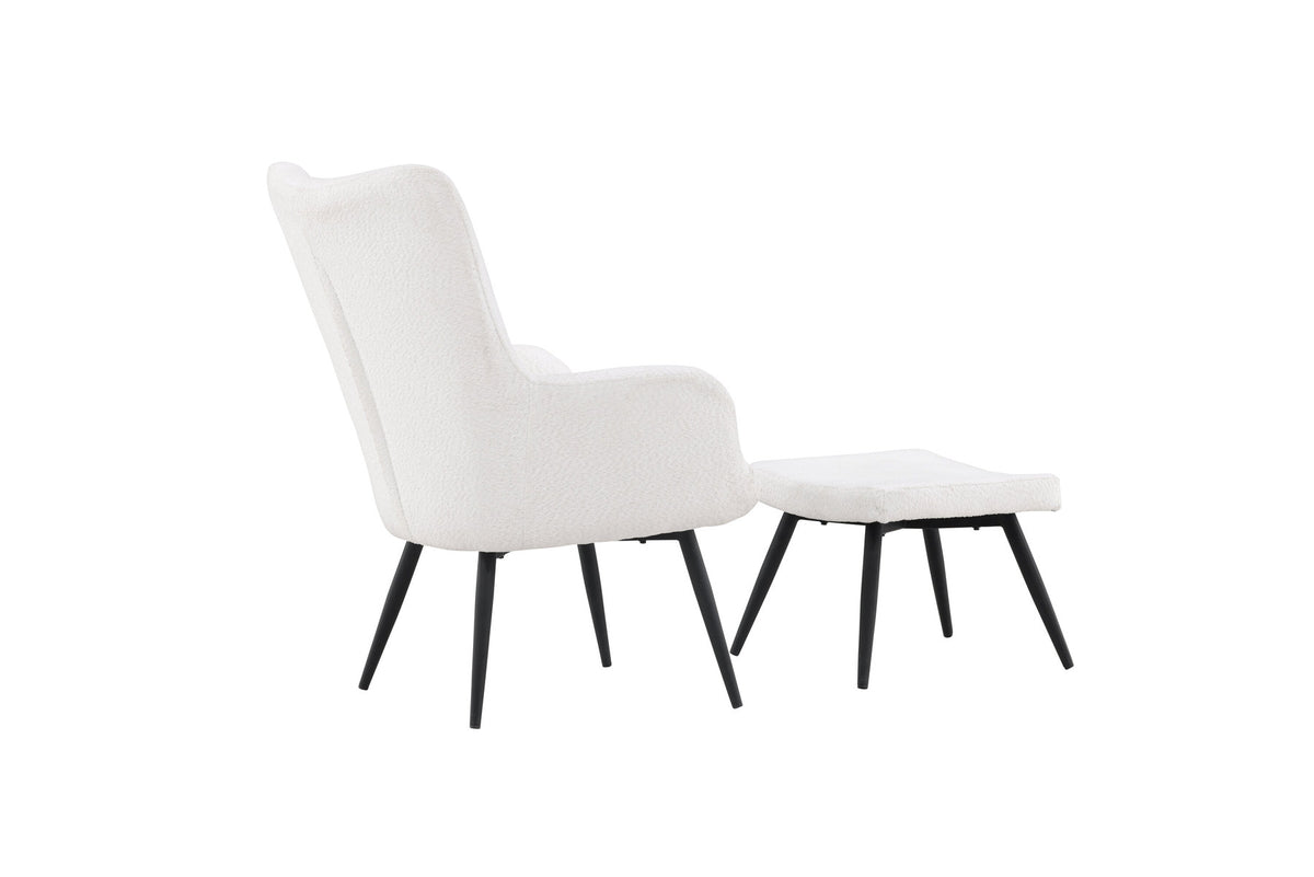 Como Sessel mit Ottoman in Weiss präsentiert im Onlineshop von KAQTU Design AG. Sessel mit Armlehnen ist von Venture Home
