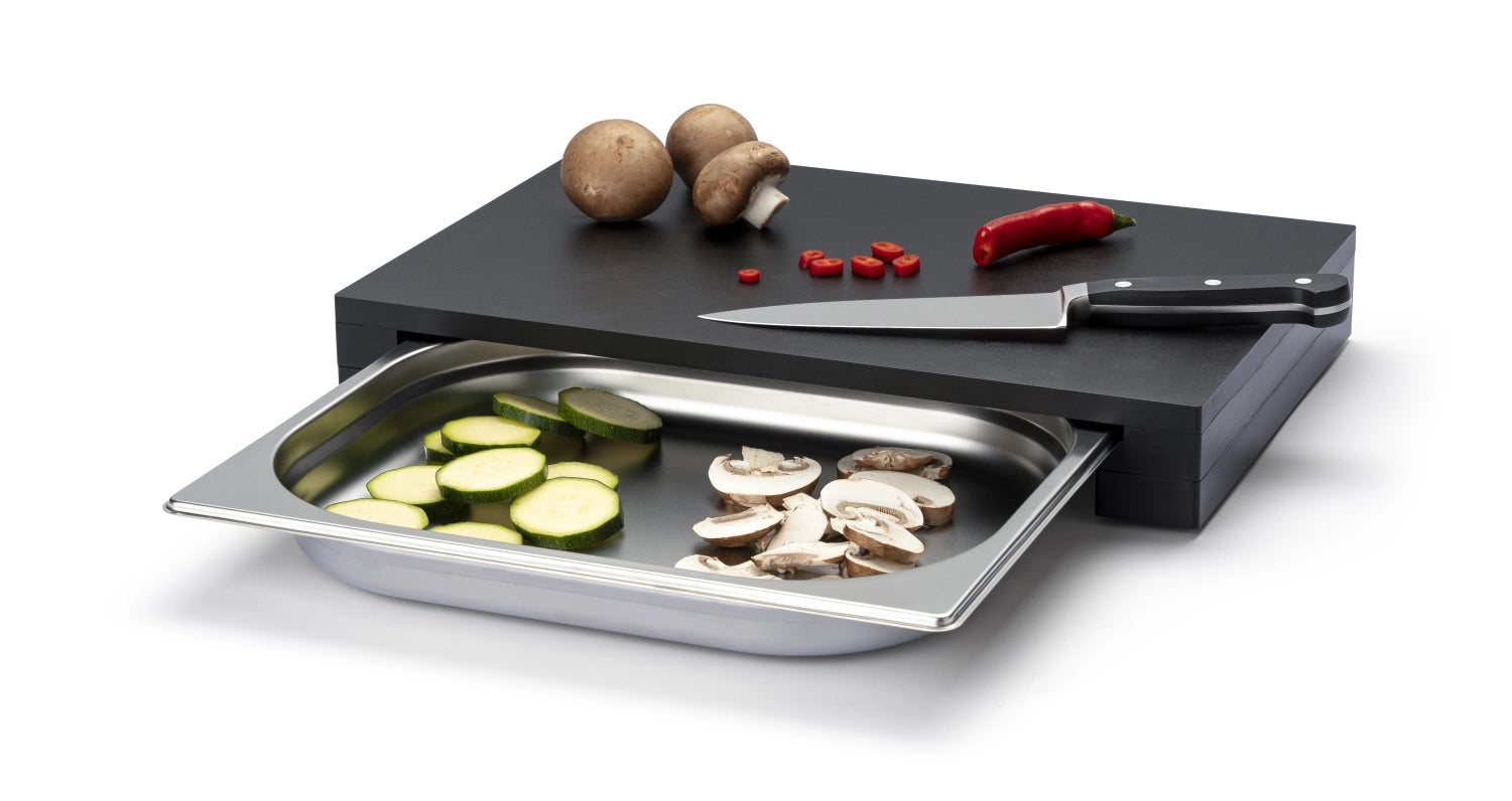 Schneidebrett mit Schublade aus Duracore, 39x27x5cm, von Continenta – praktisches Küchenaccessoire für effizientes Schneiden und Aufbewahren.