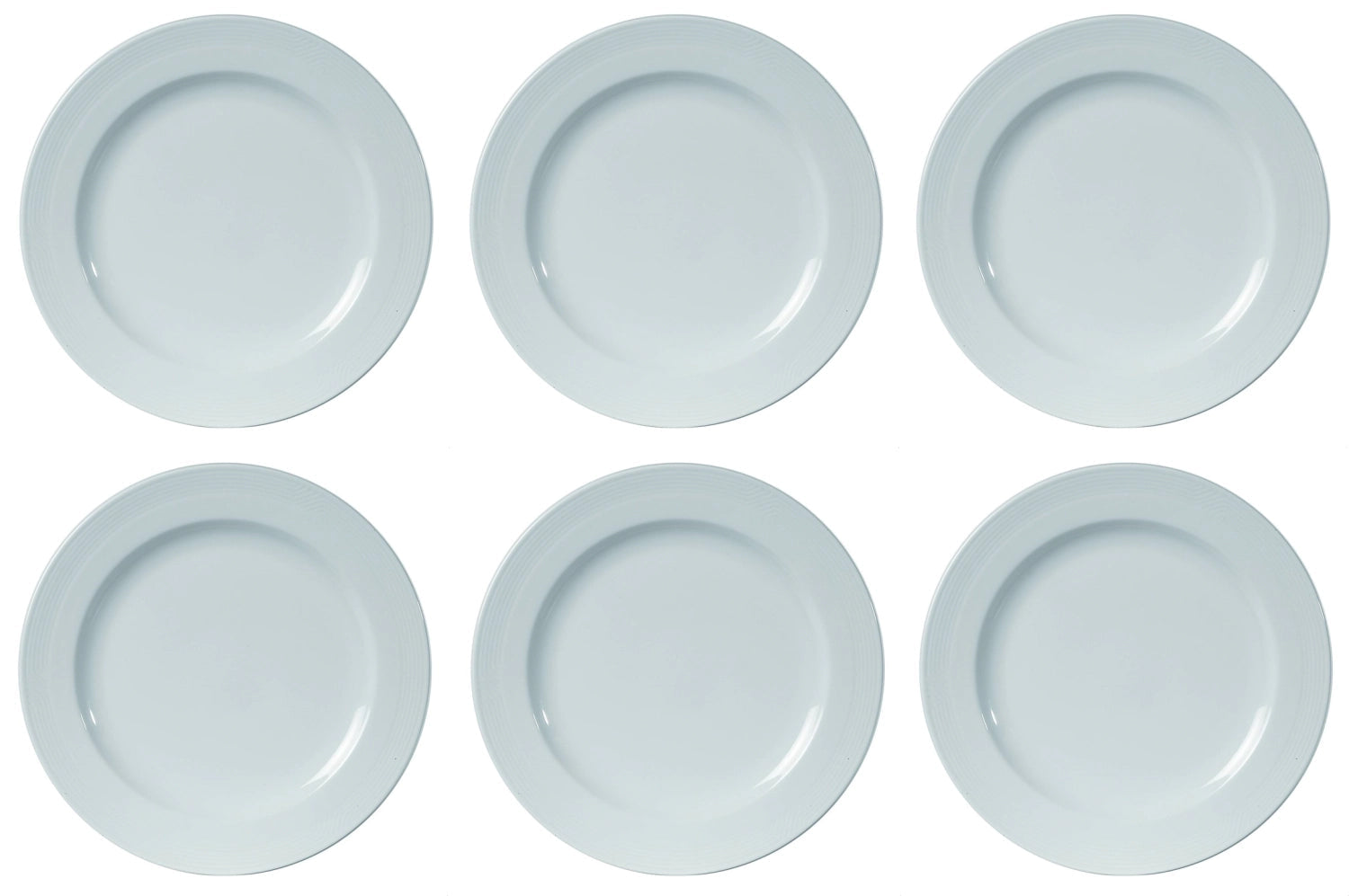 6er Set flache Teller, 21 cm, aus feinem Porzellan von Royal Porcelain, perfekt für elegante Anlässe und stilvolles Servieren.