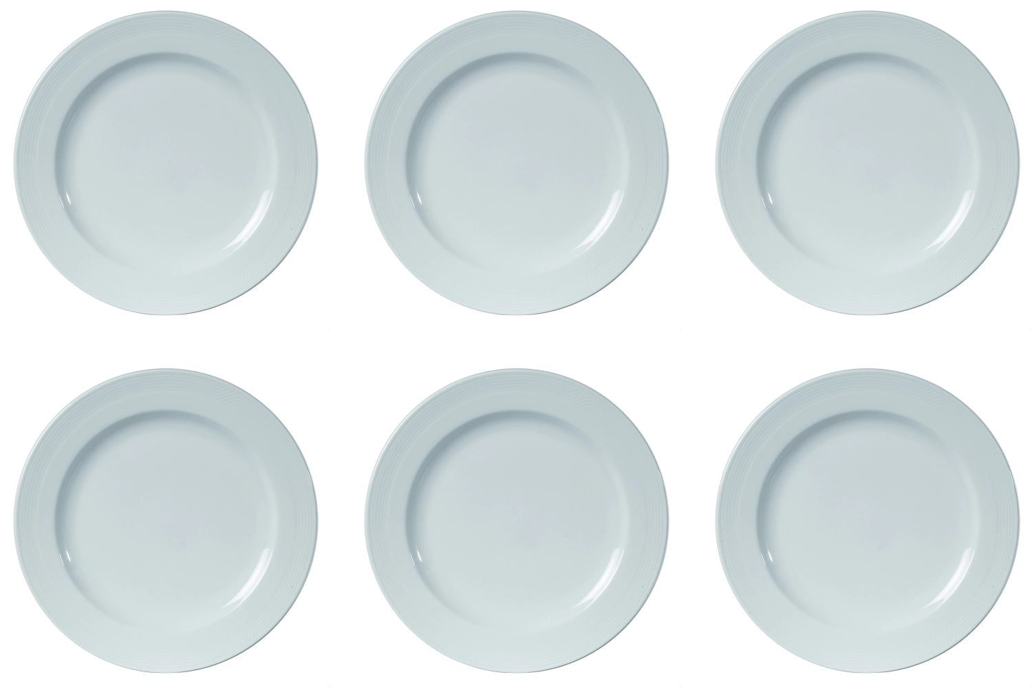 6er Set flache Teller, 21 cm, aus feinem Porzellan von Royal Porcelain, perfekt für elegante Anlässe und stilvolles Servieren.