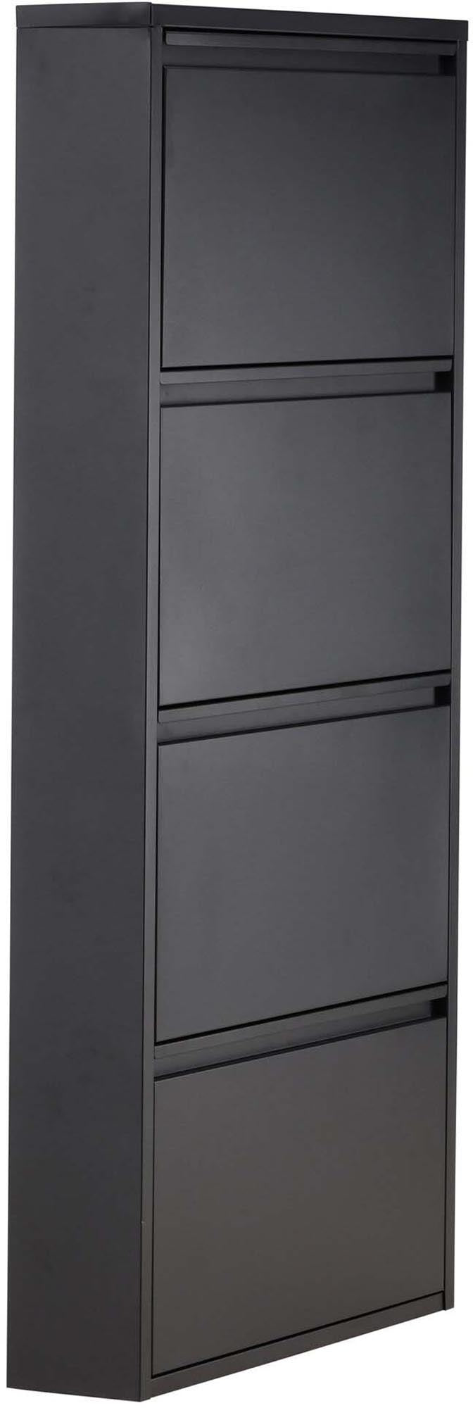 Elegantes Ushuaia Kabinett: Stilvolles, schwarzes Schuhregal aus Stahl für Ordnung und Schutz im modernen Flur.