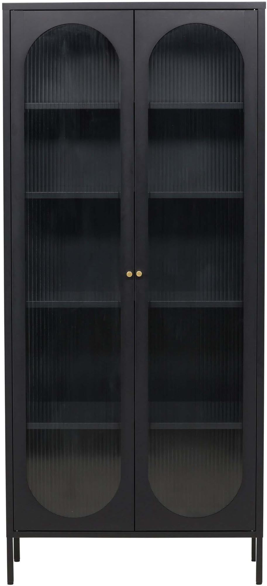 Elegantes Lima Kabinett: Robuster Stahlschrank mit klaren Glastüren.