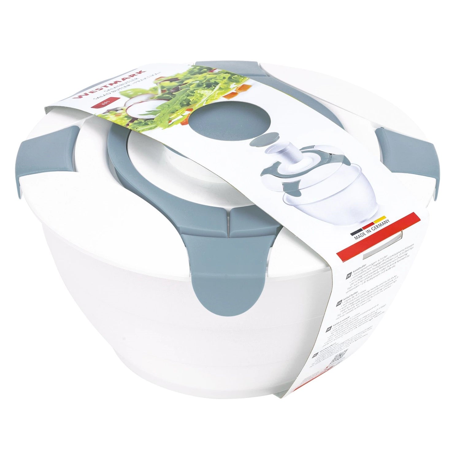 Praktika Salatbutler in Blau mit 6,5 l Volumen, ideal für schnelles und einfaches Trocknen von Salaten und Gemüse, von Westmark.