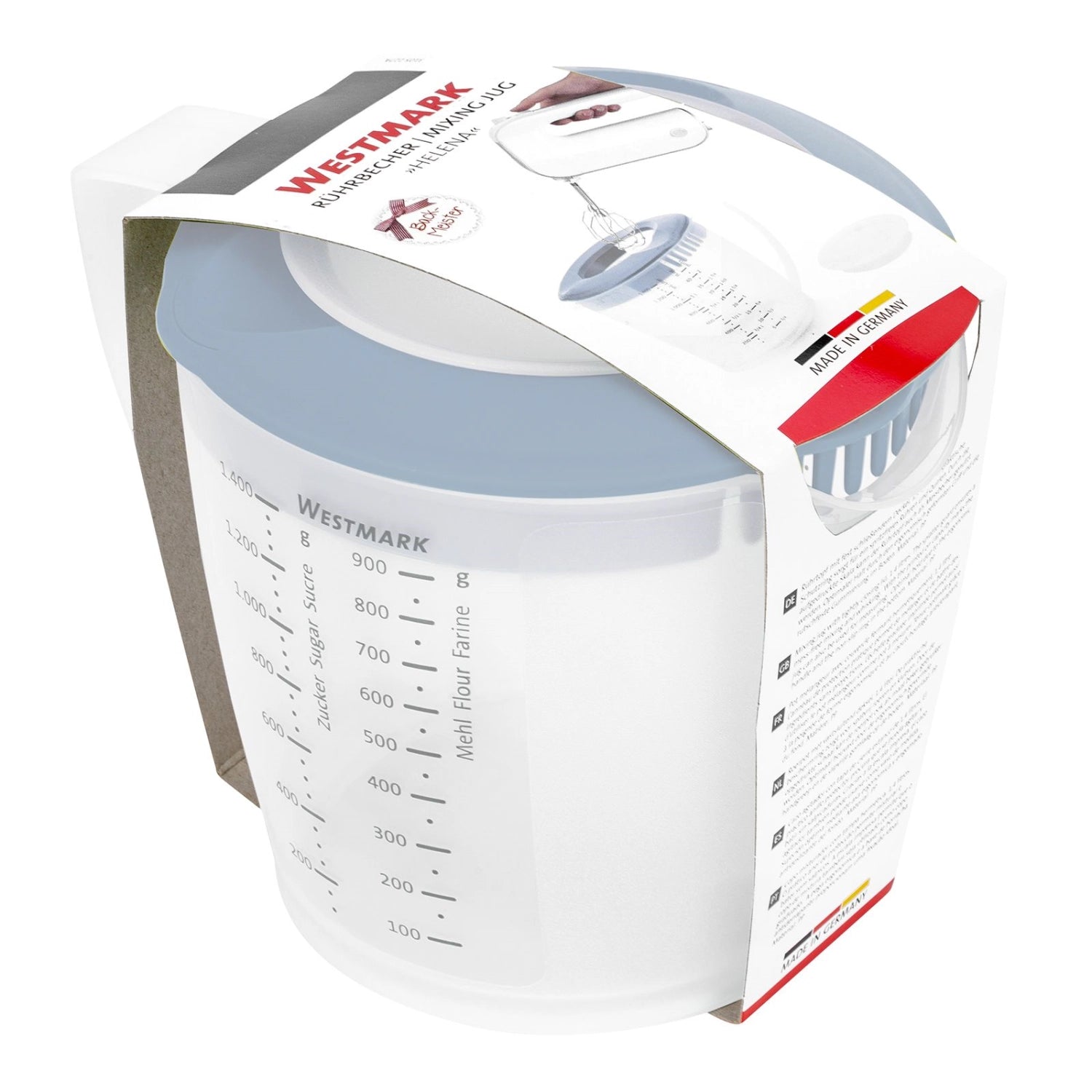 Helena Rührbecher mit Deckel 1.4l blau in Blau präsentiert im Onlineshop von KAQTU Design AG. Küchenhelfer ist von Westmark