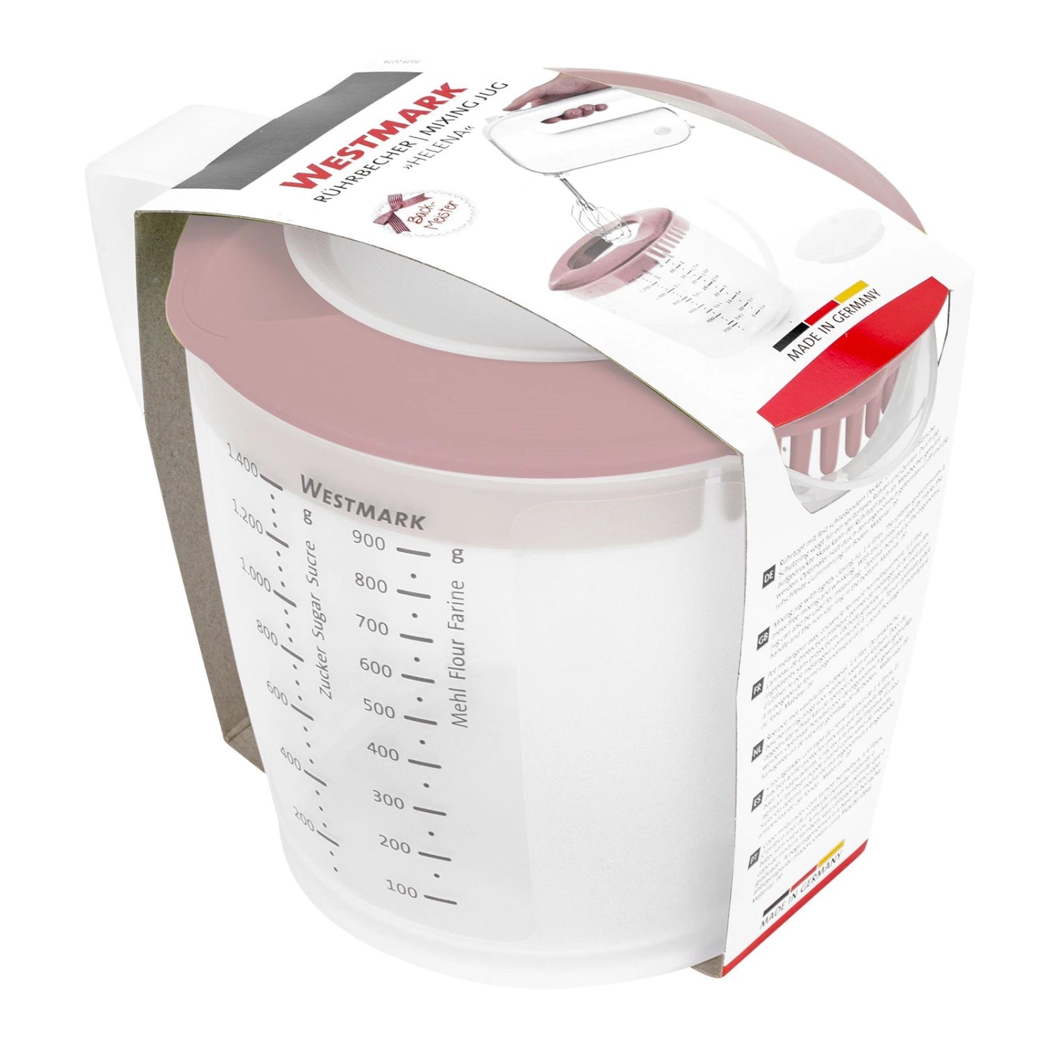 Helena Rührbecher mit Deckel 1.4l rosa in Pink präsentiert im Onlineshop von KAQTU Design AG. Küchenhelfer ist von Westmark