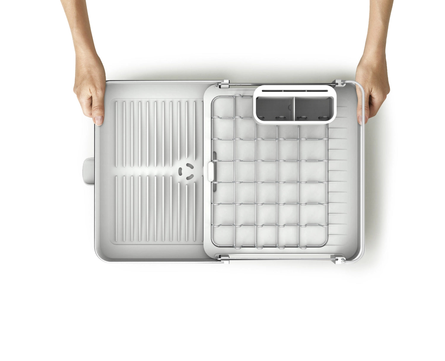 Extend stainless steel dish drainer extendable