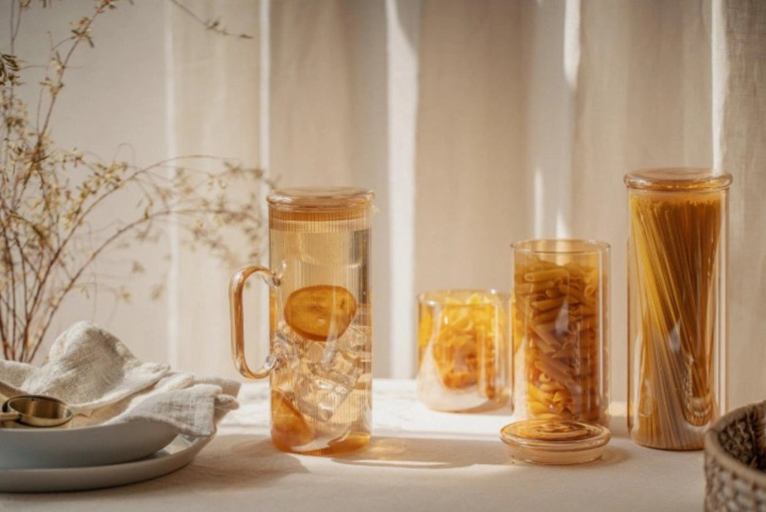 Karaffe aus Borosilikatglas, 1.2l gold