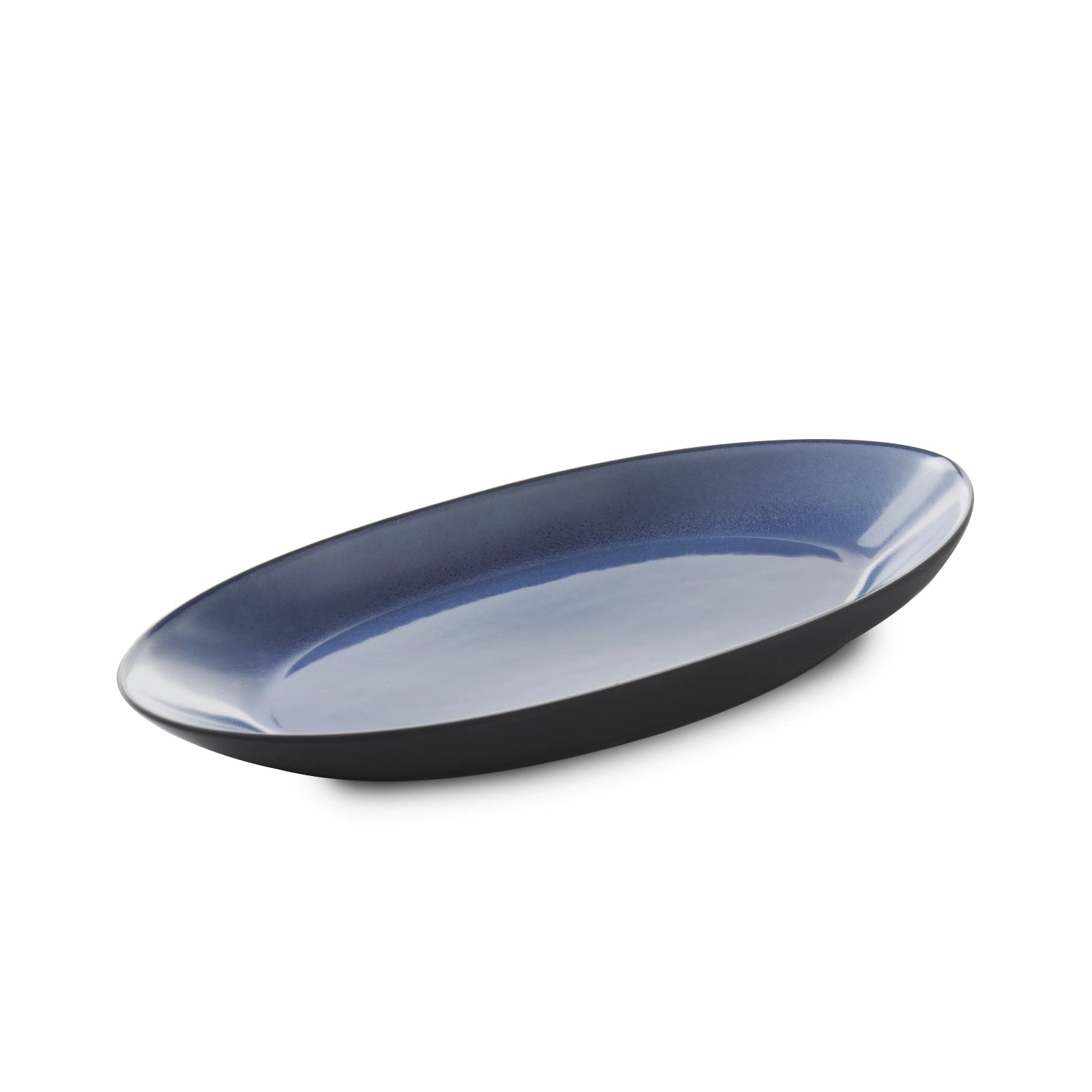 Eleganter Equinoxe Teller von Revol, länglich, 24x13cm, in stilvollem Cirrusblau, ideal für moderne Tischpräsentationen.