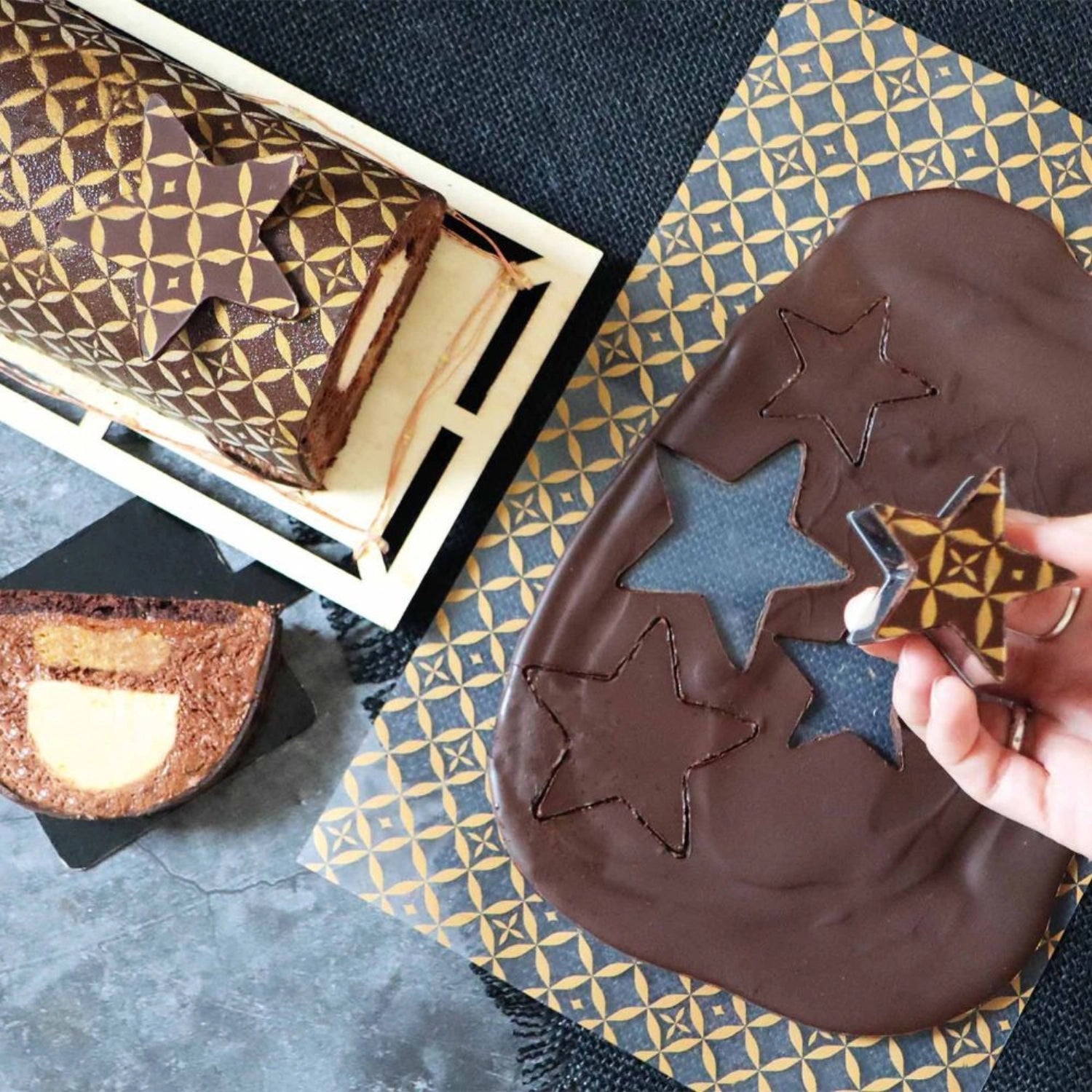 2er Set Transferbögen Couture Schokogeschmack gold