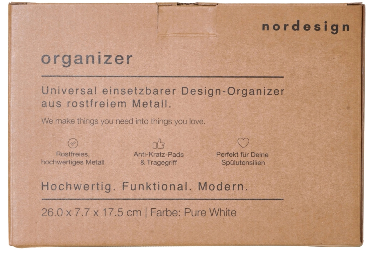 Eleganter Spülbecken Organizer in Pure White von Nordesign, ideal zur optimalen Nutzung des Küchenraums und für mehr Ordnung.
