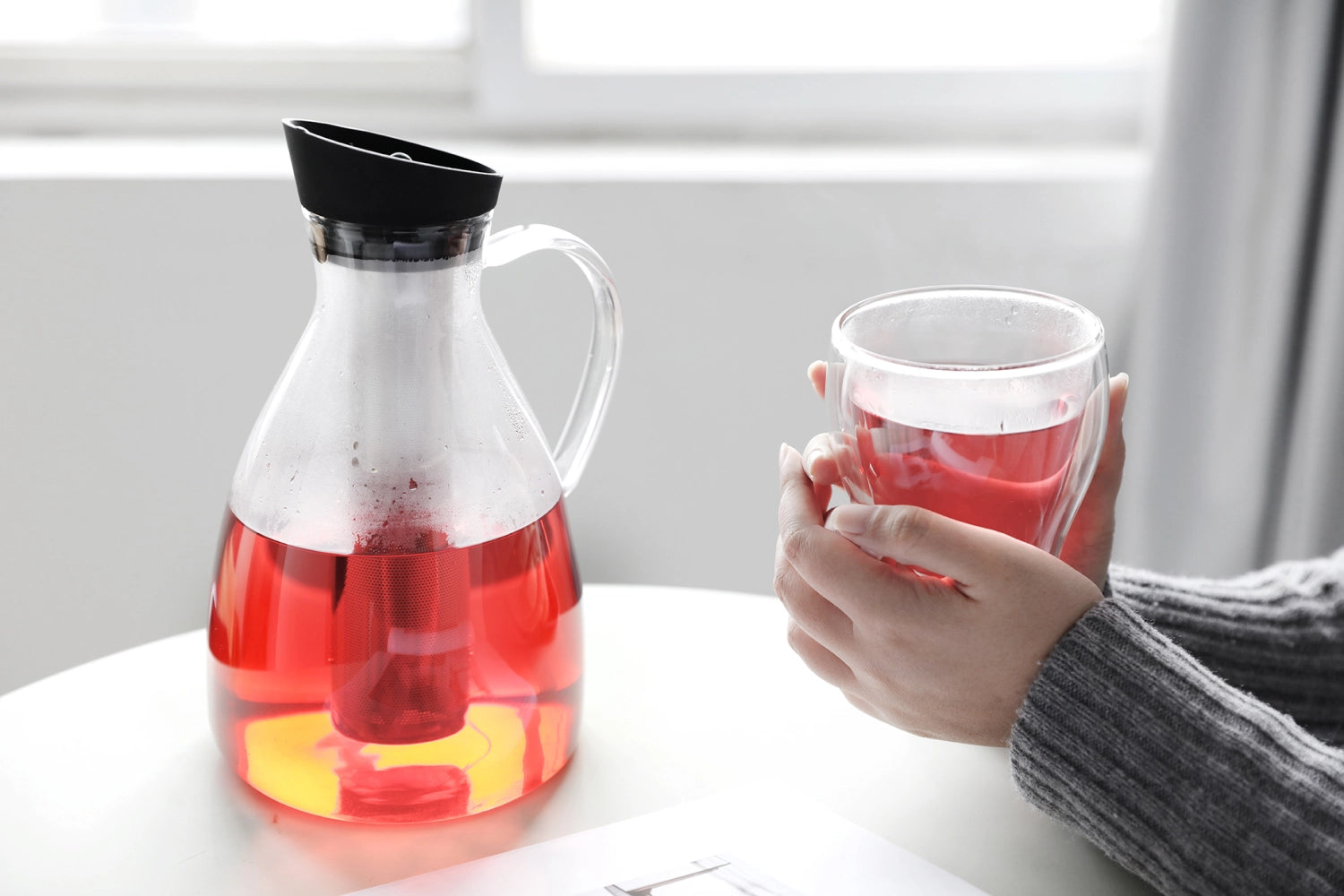 Infusion carafe iced tea large 2l borosilize