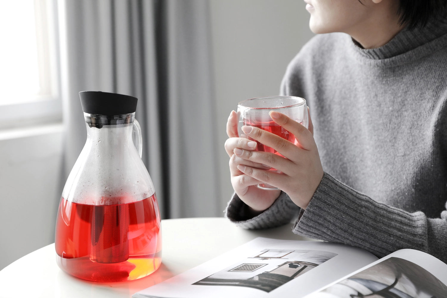 Infusion carafe iced tea large 2l borosilize