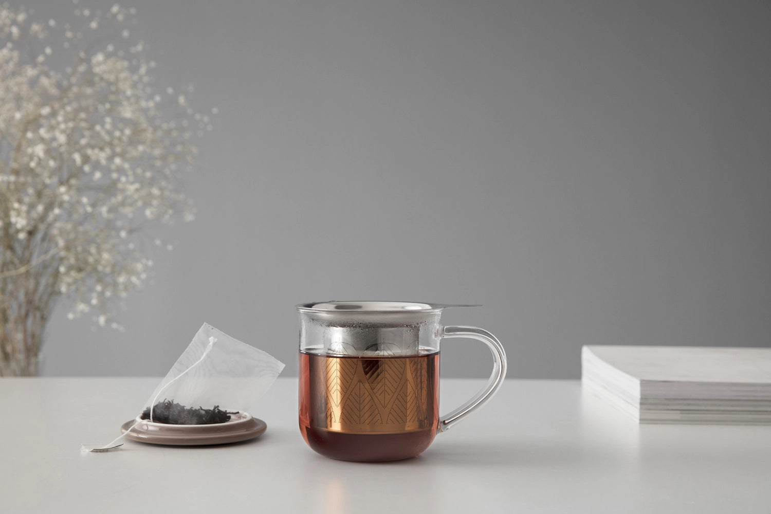 Minima Eva tasse à thé avec infuseur 400ml borosilicate marron