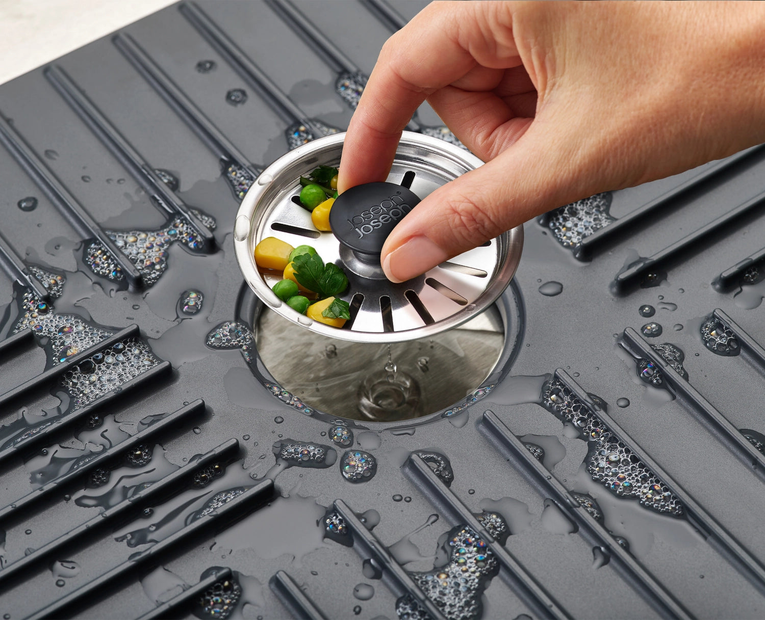 SinkShield Abtropfmatte mit Abfluss L 30x40cm ABS