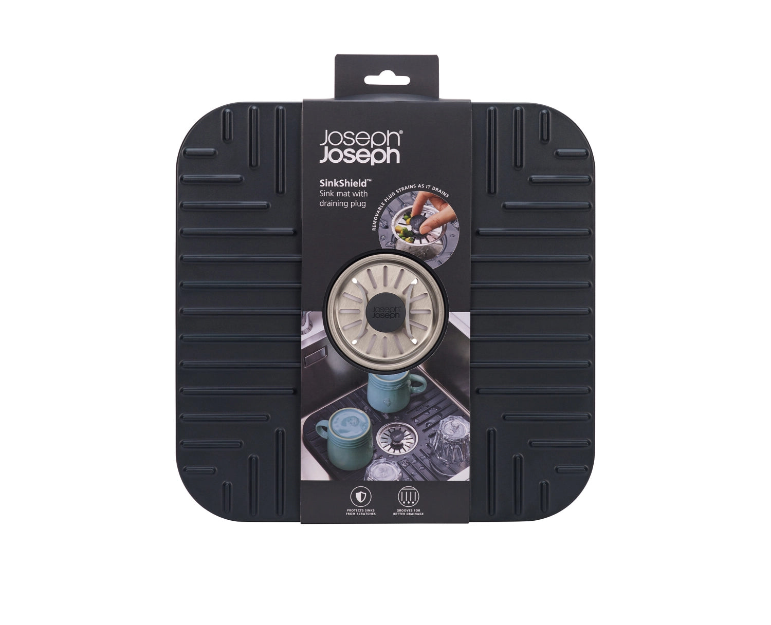 SinkShield Abtropfmatte mit Abfluss S 30x30cm ABS