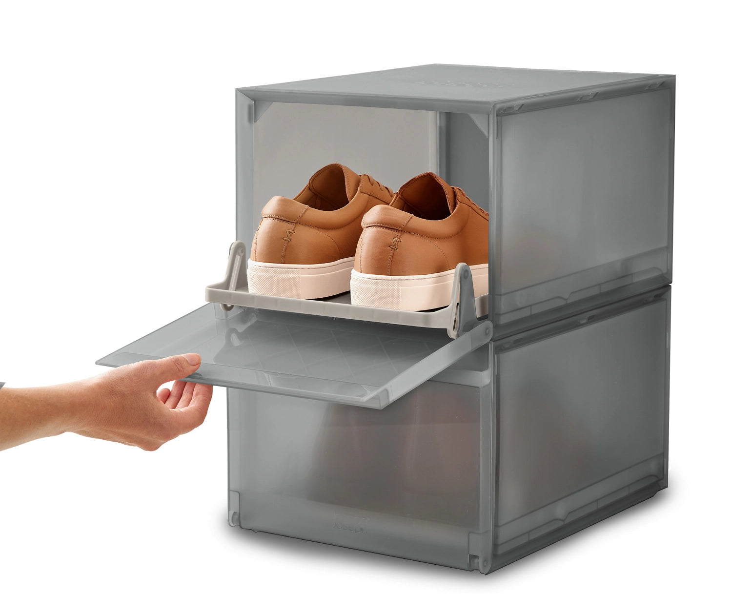 2 Set Shoecase shoe cabinet PP 22x28x36cm gray
