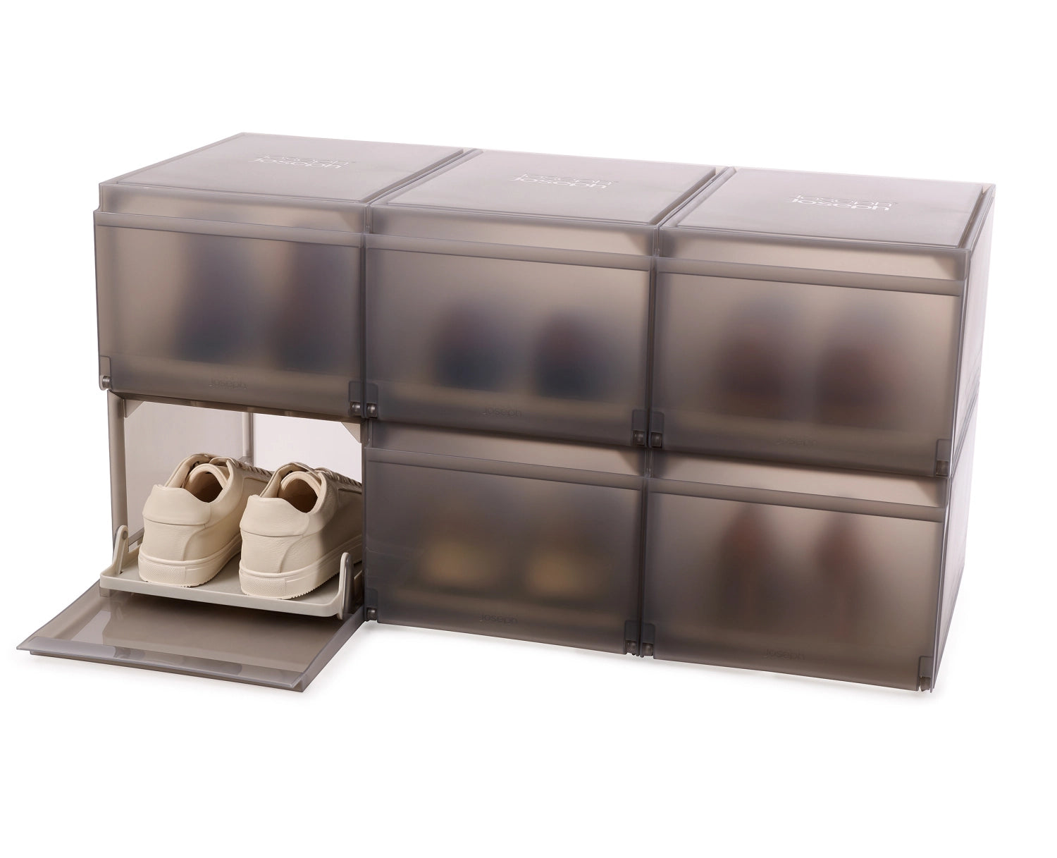 6 Set di scarpe shoecase pp 22x28x36cm grigio