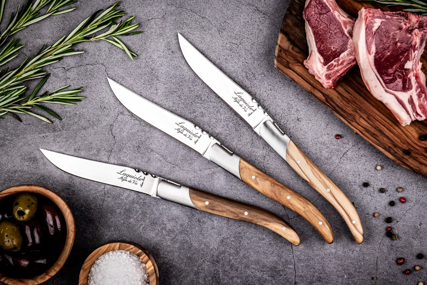 Laguiole Luxury Line Steakmesser Olivenholz