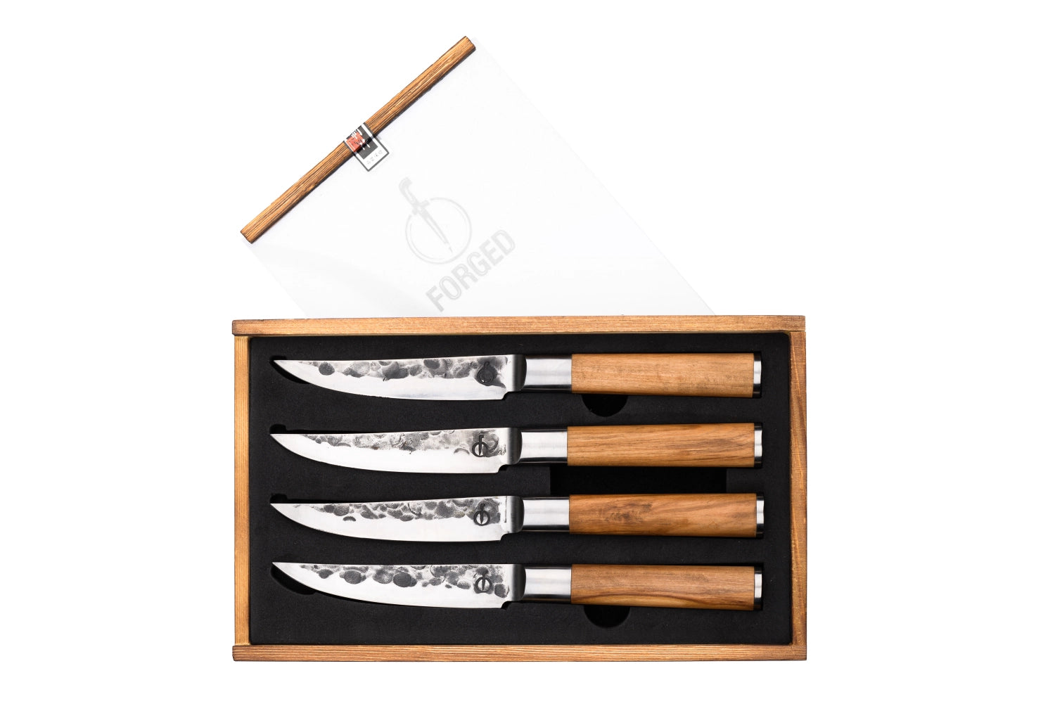 Hochwertiges Steakmesser mit 10 cm Klinge aus feinem Olivenholz, ideal für präzises Schneiden von Fleisch. Stilvolles Design für Gourmet-Erlebnisse.