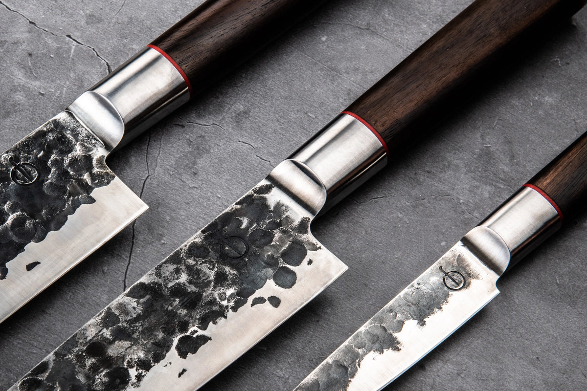 3tlg. Sebra Messerset in Gelb präsentiert im Onlineshop von KAQTU Design AG. Küchenhelfer ist von Forged