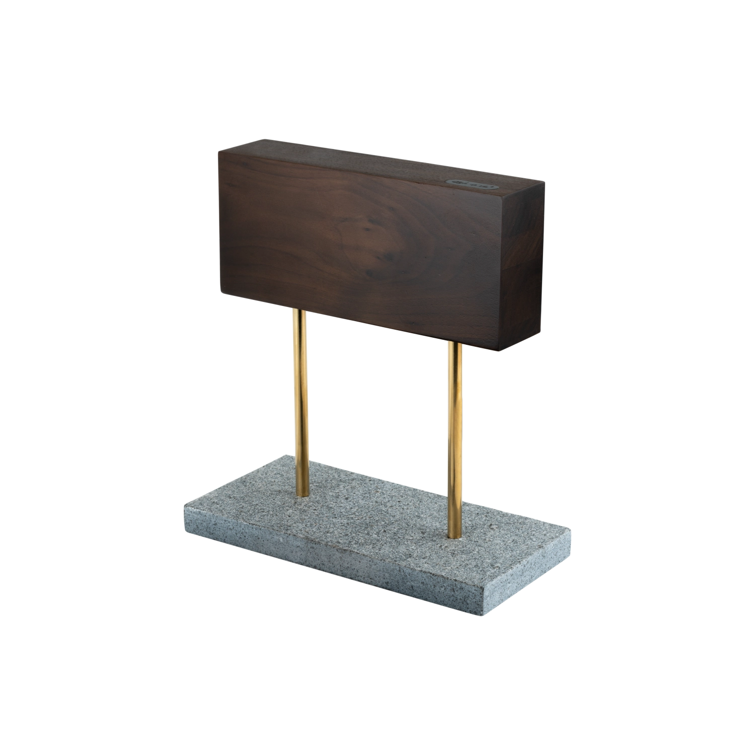 Bloc à couteaux magnétique en noyer sur socle en pierre naturelle