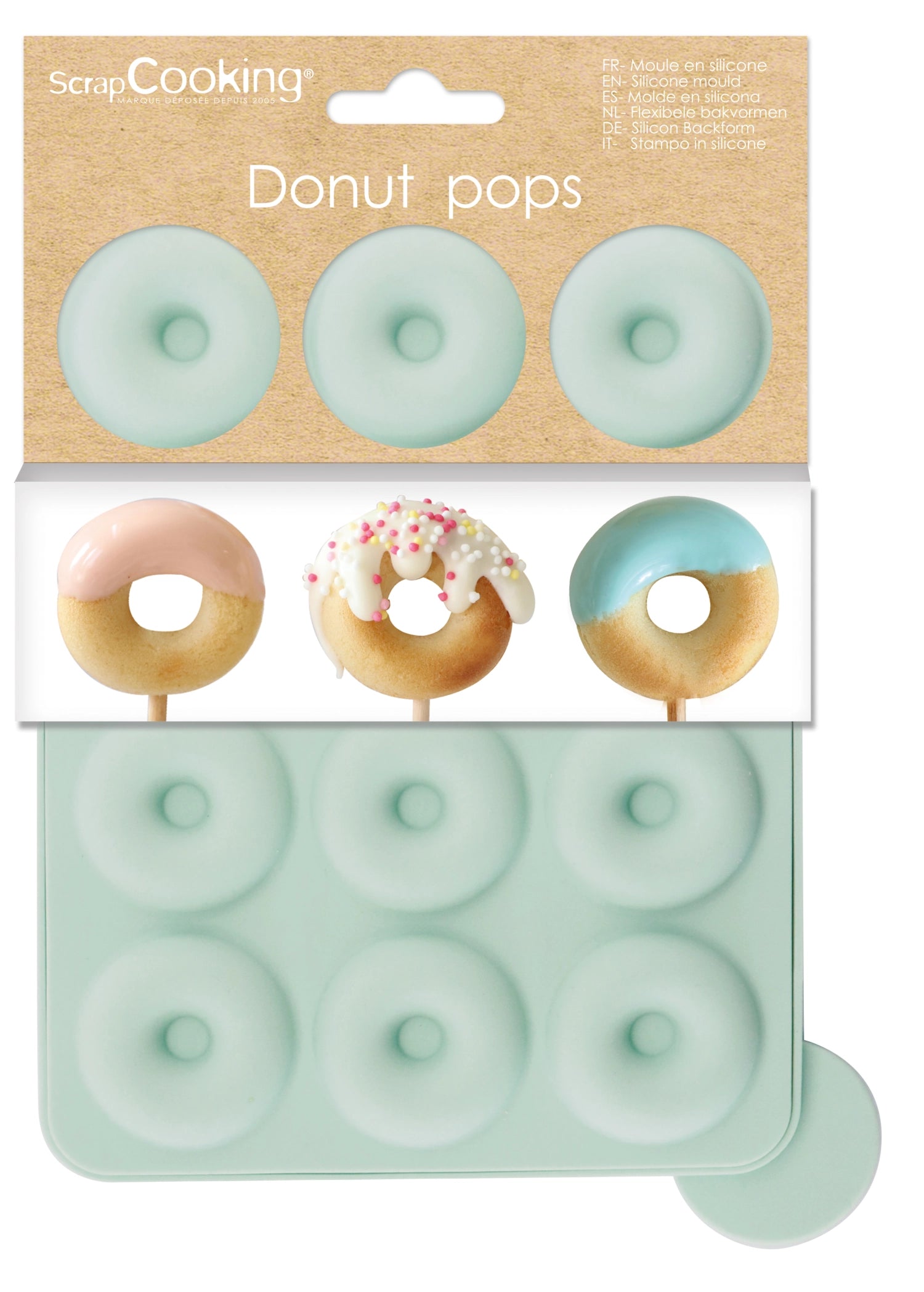 Praktische Silikon-Backform für 12 Mini-Donuts, perfekt für das einfache Backen von leckeren, kleinen Donuts zu Hause.