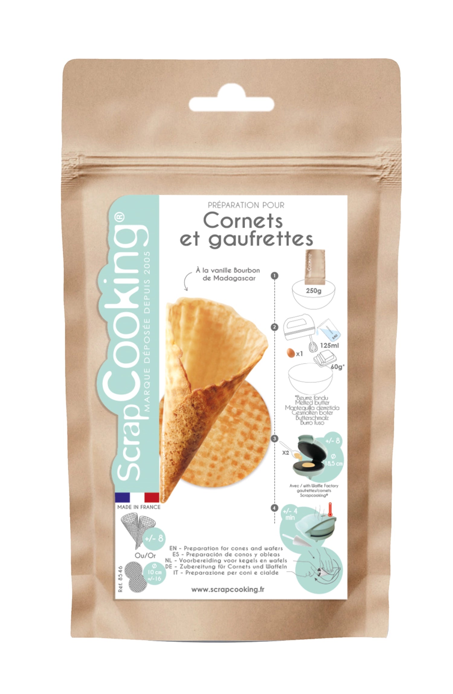 Mélange prêt pour gaufrettes vanille/cornet 250g