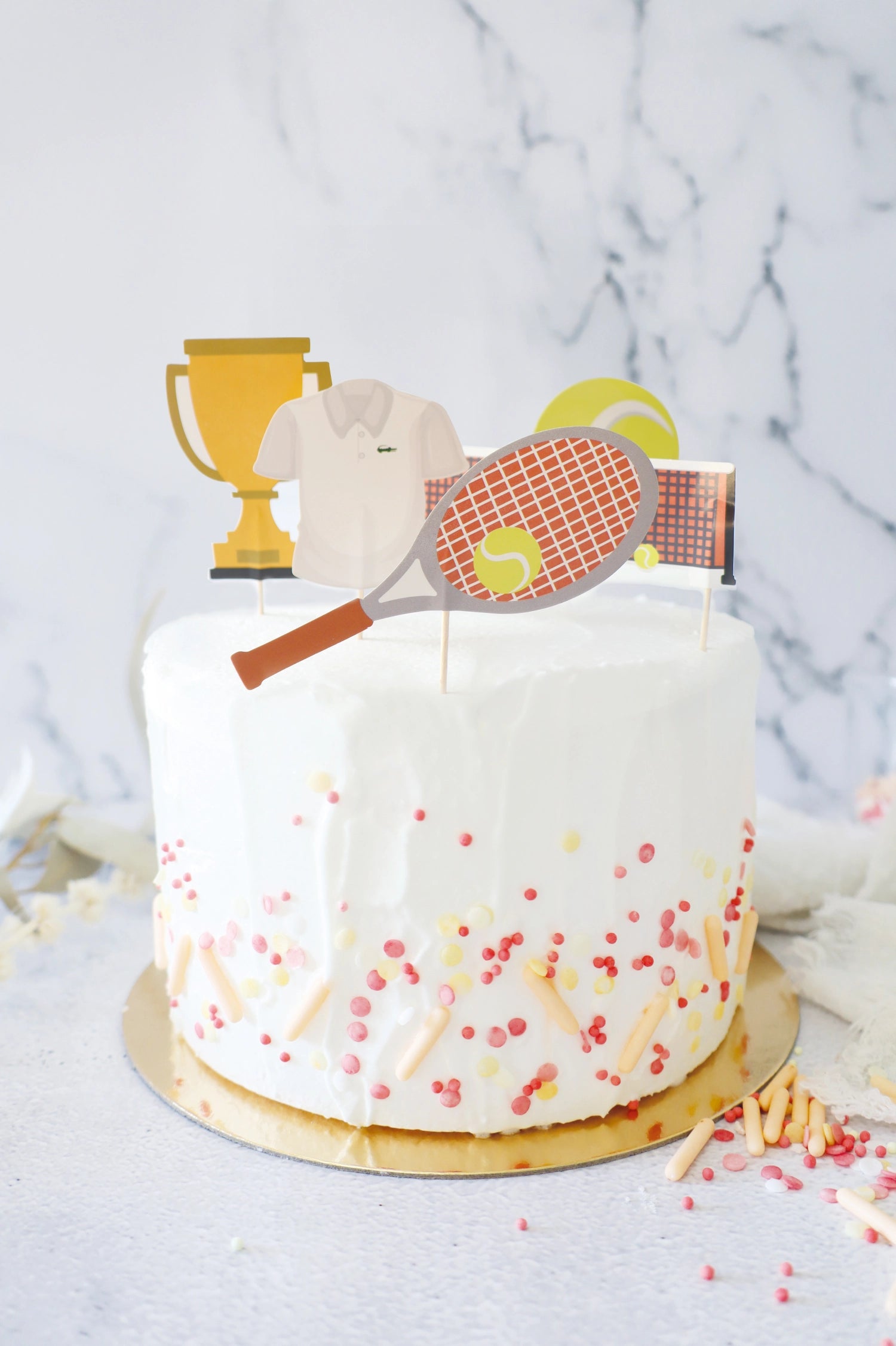 5er Set Kuchendekoration Tennis Motive Papier