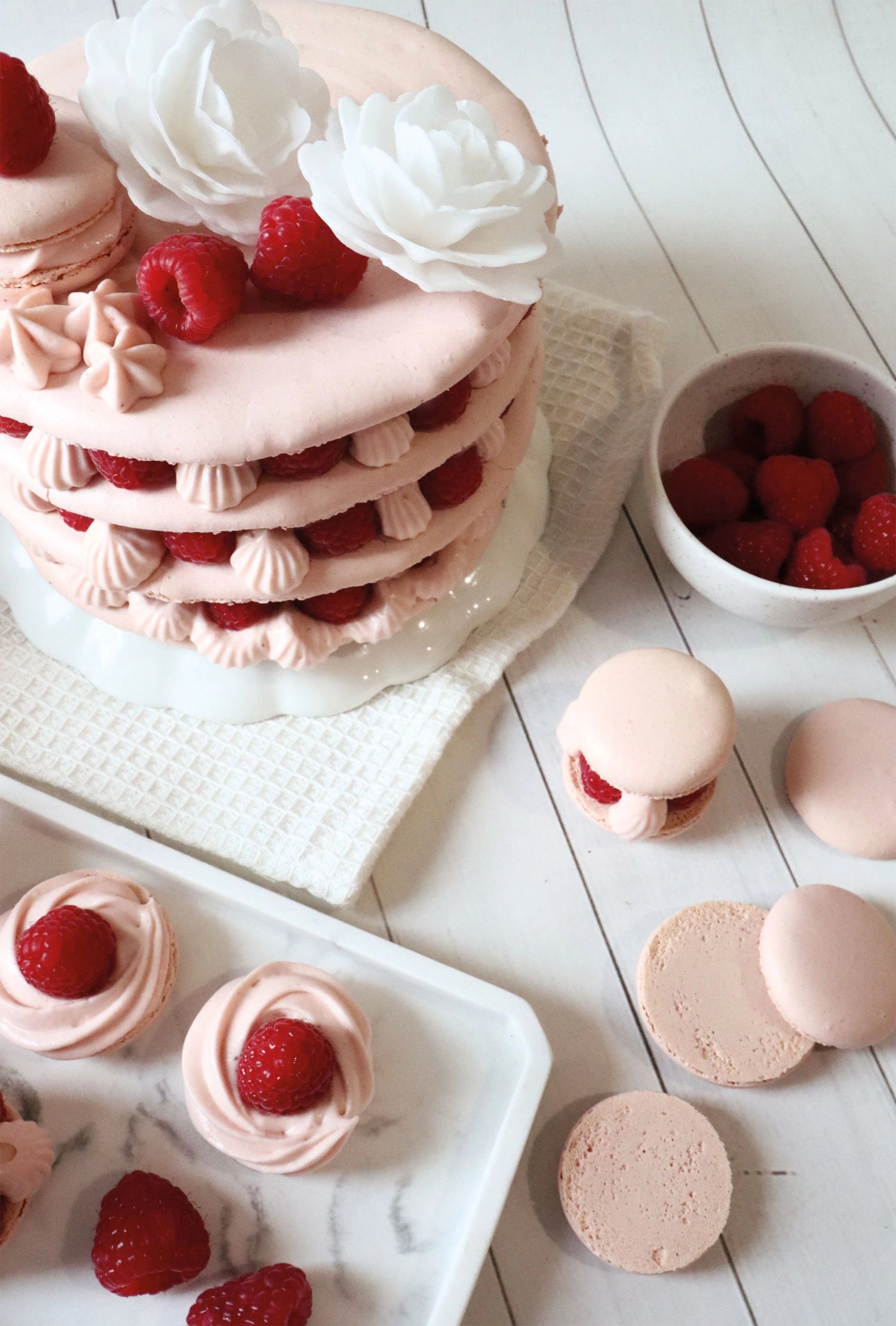 3er Set Rosen aus Esspapier weiss