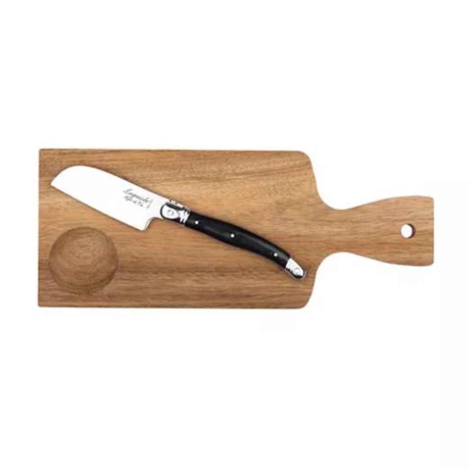 Couteau à fromage Laguiole Santoku avec planche de service en bois d'acacia