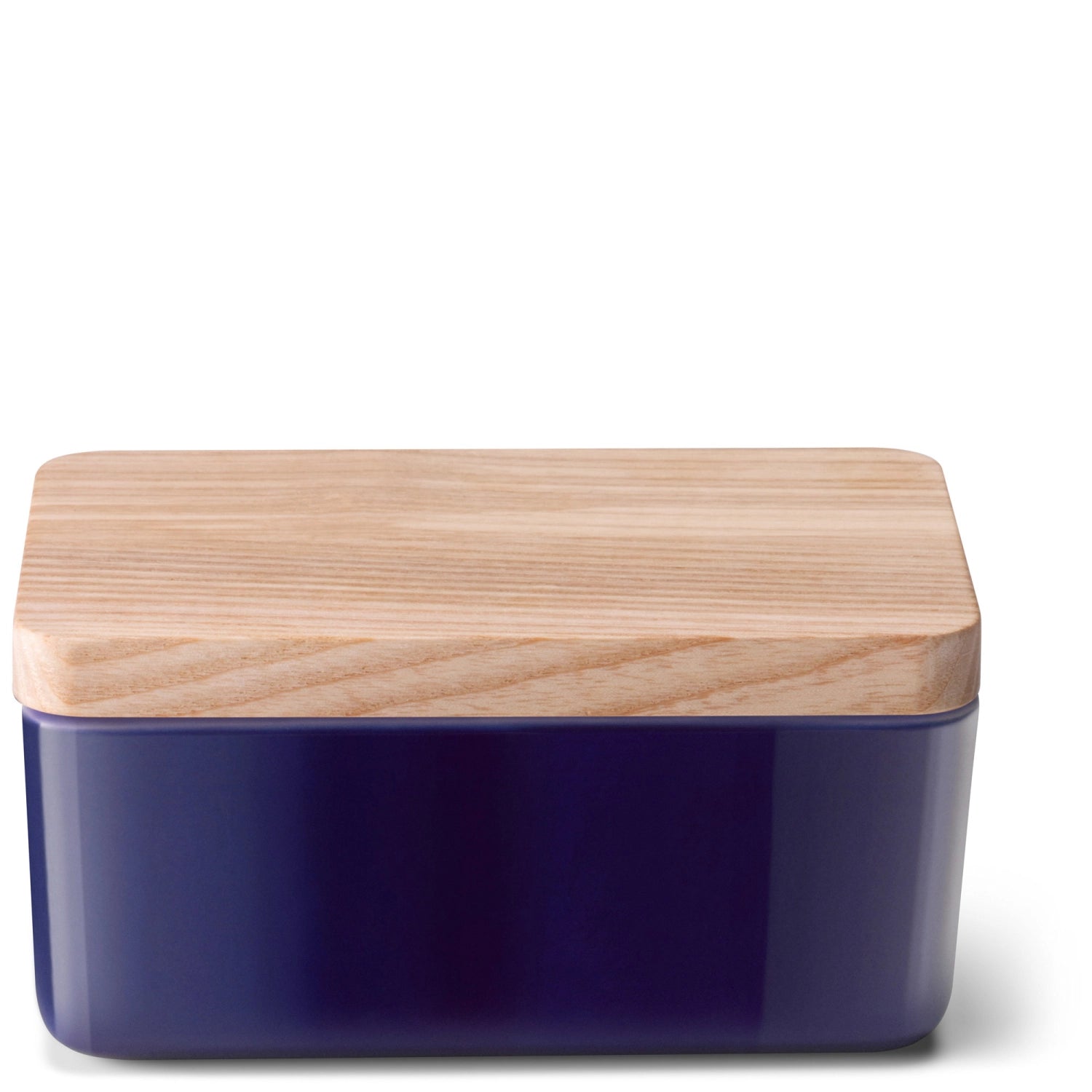 Stilvolle Butterdose aus hochwertigem Eschenholz in lebhaftem Cobalt, 14 cm, perfekt für die ansprechende Präsentation von Butter.