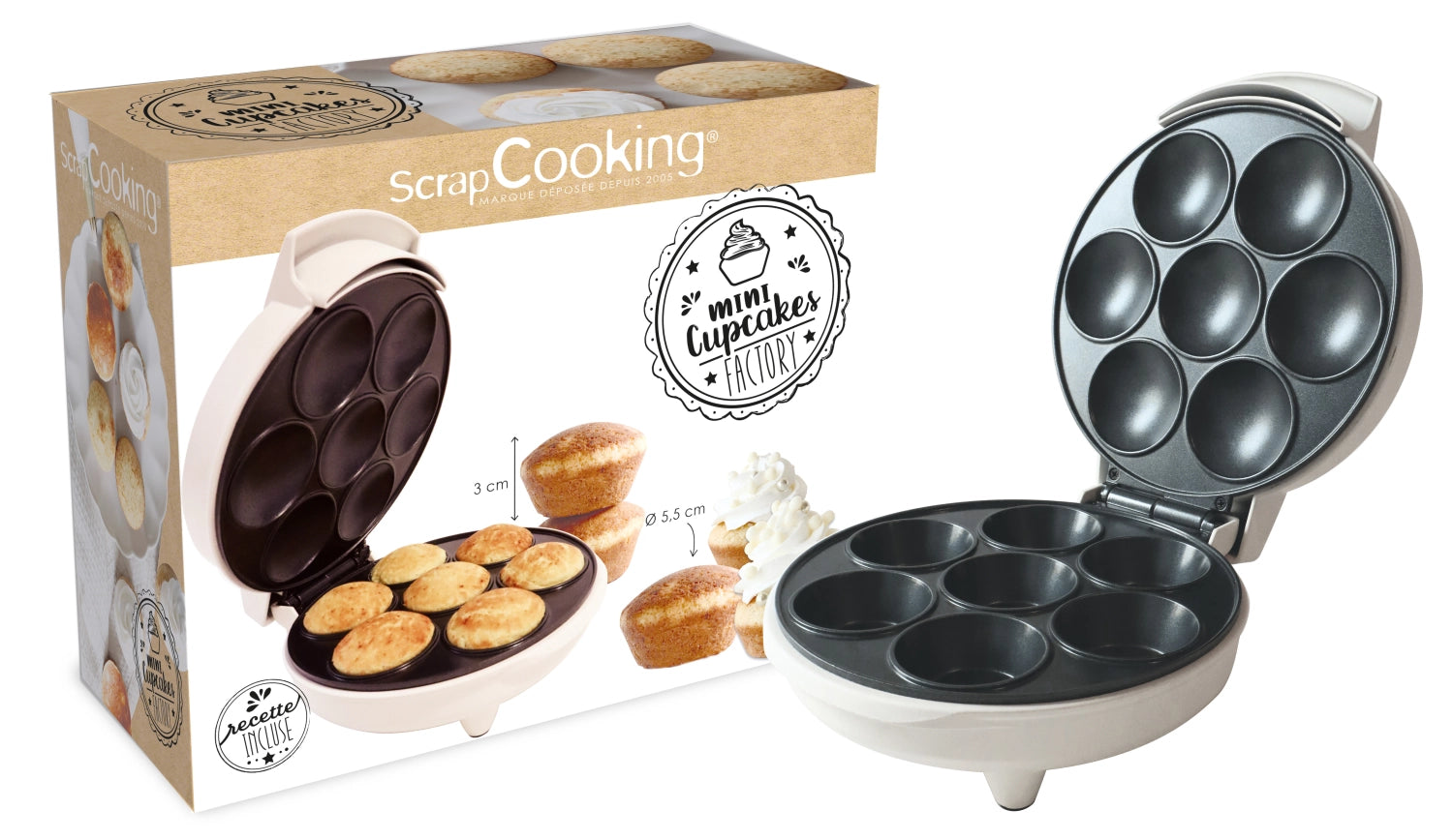 Mini Cupcakes Factory in Weiss präsentiert im Onlineshop von KAQTU Design AG. Küchengerät ist von Scrap Cooking