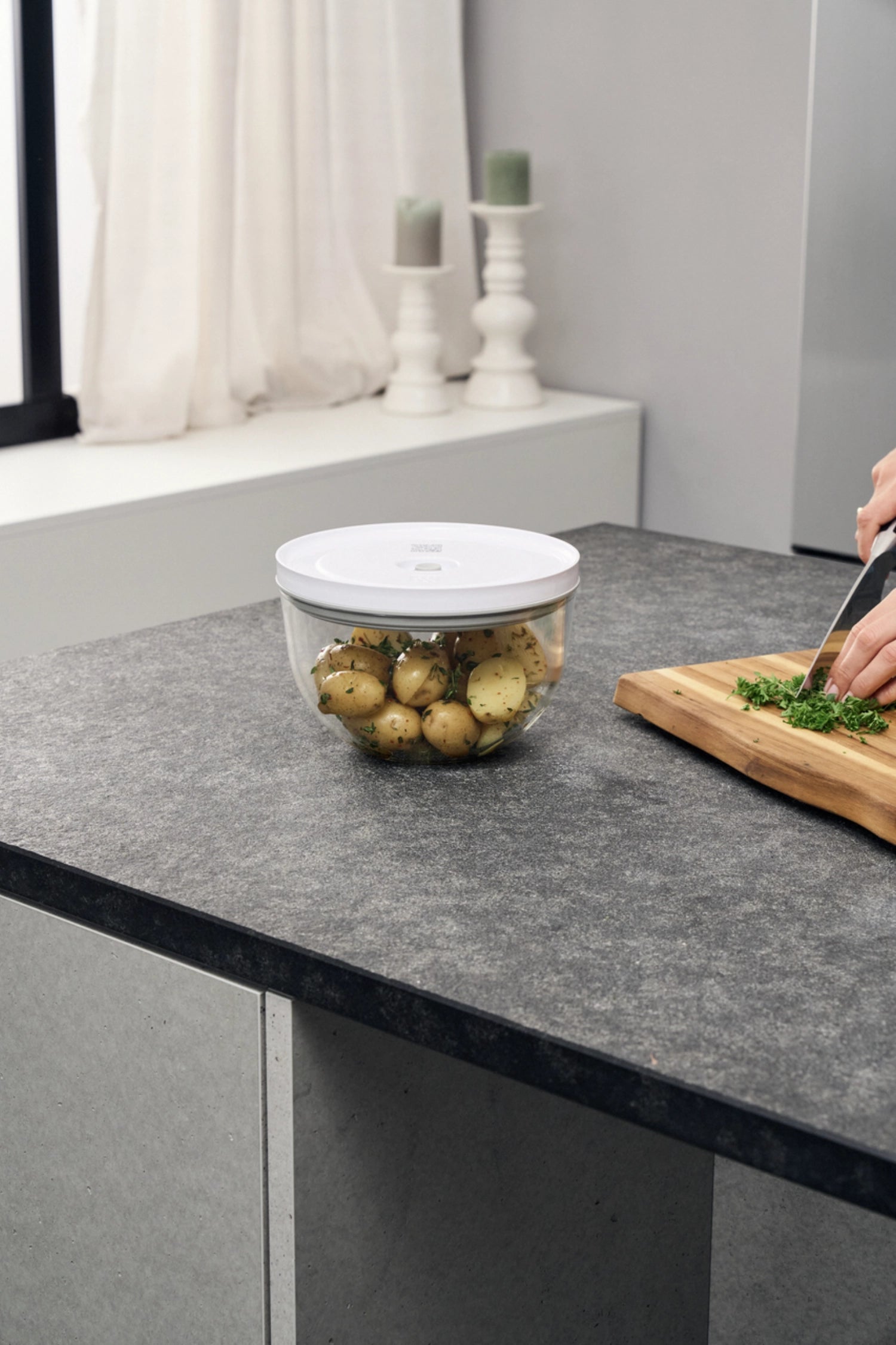 Ciotole fresche e salvate sotto vuoto 18 cm m, addominali, bianco