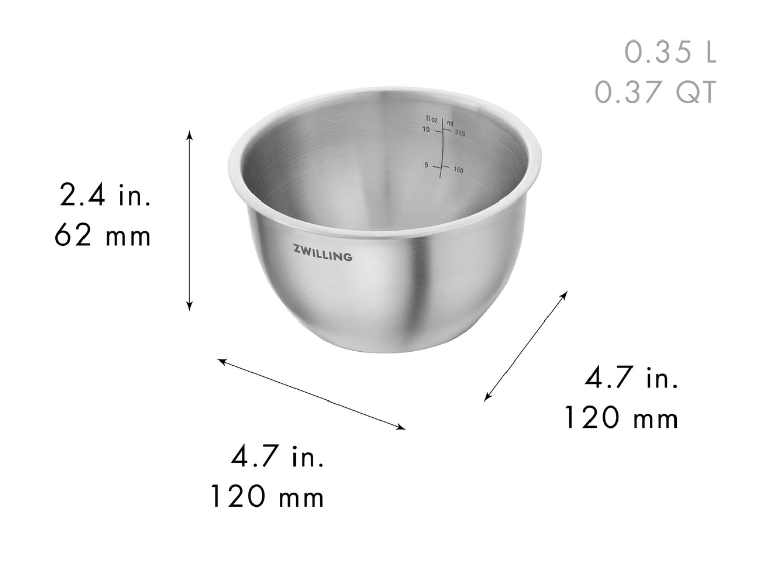 Elegantes 3-teiliges Edelstahl-Schüsselset von Zwilling, perfekt zum Vakuumieren und Frischhalten von Lebensmitteln.