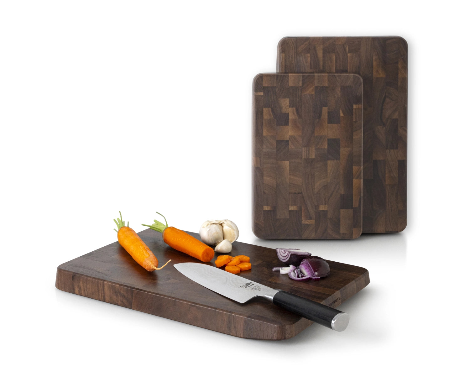 Walnuss Stirnholz Schneidebrett von Continenta, 32.5x21.5x3 cm, robust und stilvoll, perfekt für die Küche und zum Zubereiten von Speisen.
