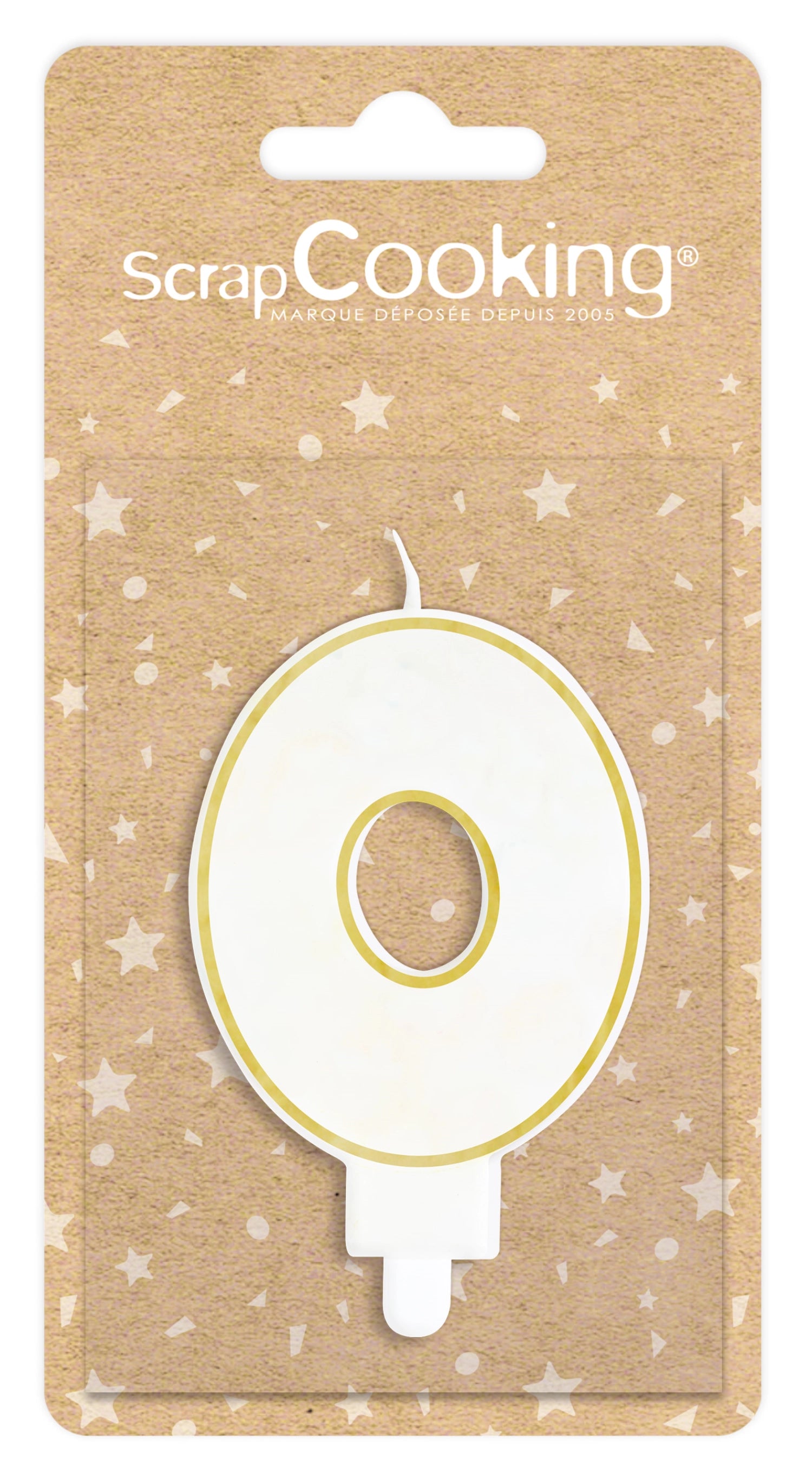 Kerze Nummer 0 weiss mit Goldrand 8cm