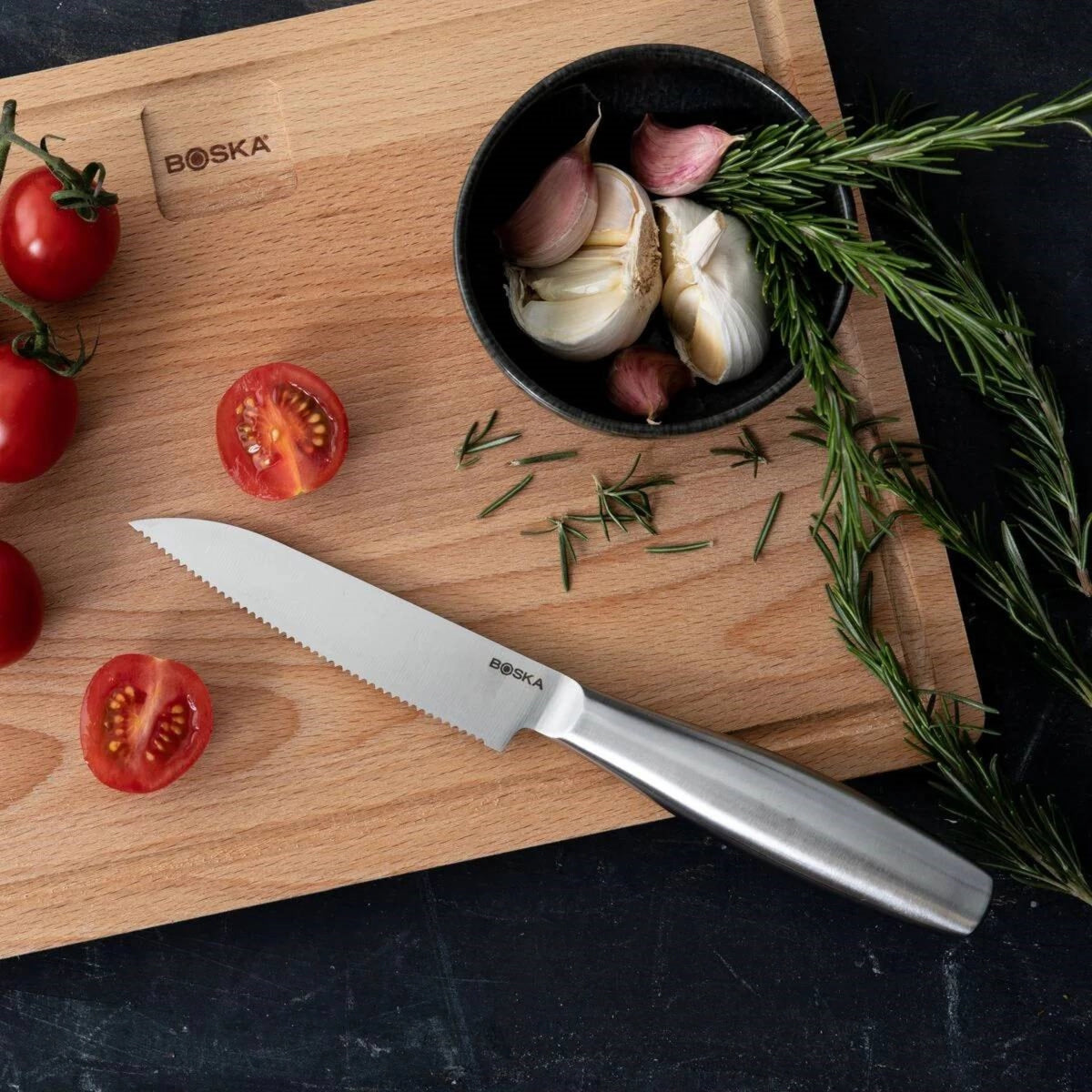 5tlg Copenhagen Küchenmesser Set in Grau präsentiert im Onlineshop von KAQTU Design AG. Küchenmesser ist von Boska