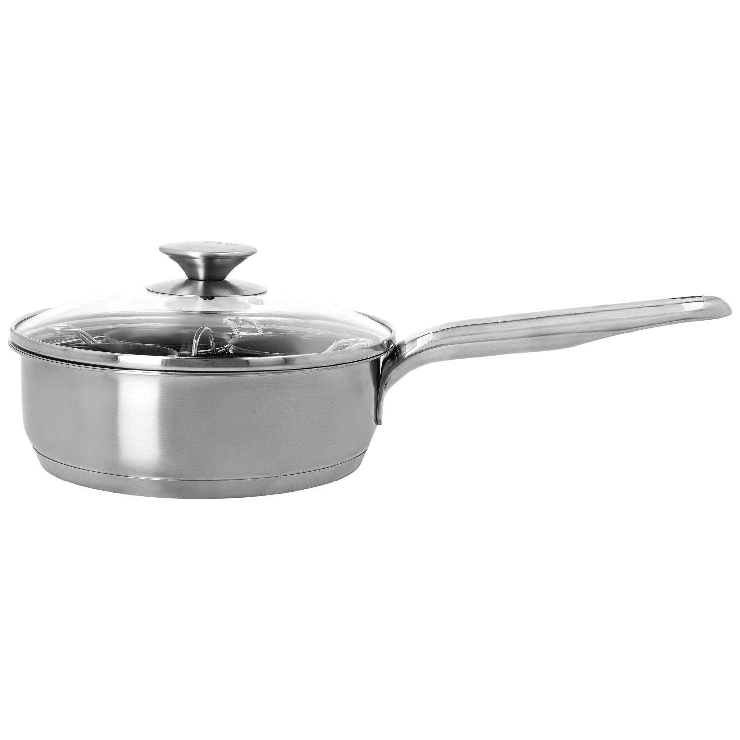 Specialties 3 Gourmetpfanne mit Glasdeckel in Silber präsentiert im Onlineshop von KAQTU Design AG. Topf ist von Demeyere