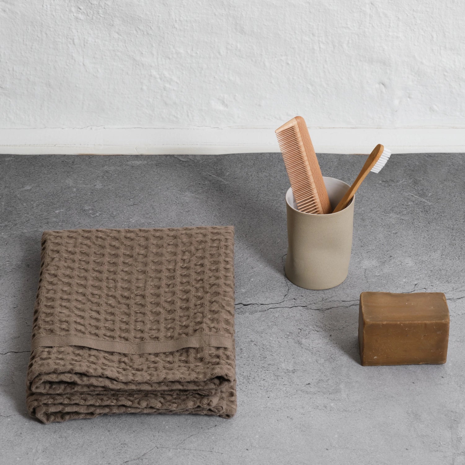 Big Waffle towel 50x75cm Clay organic cotton wool
