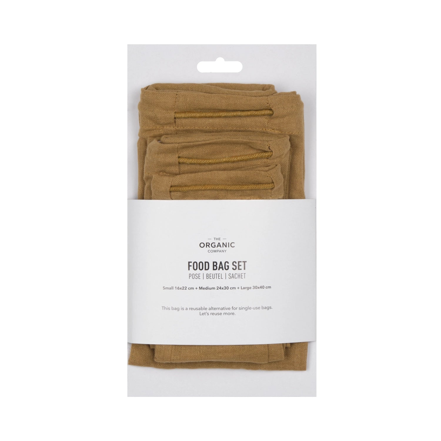 Sac alimentaire lot de 3 sacs coton bio kaki