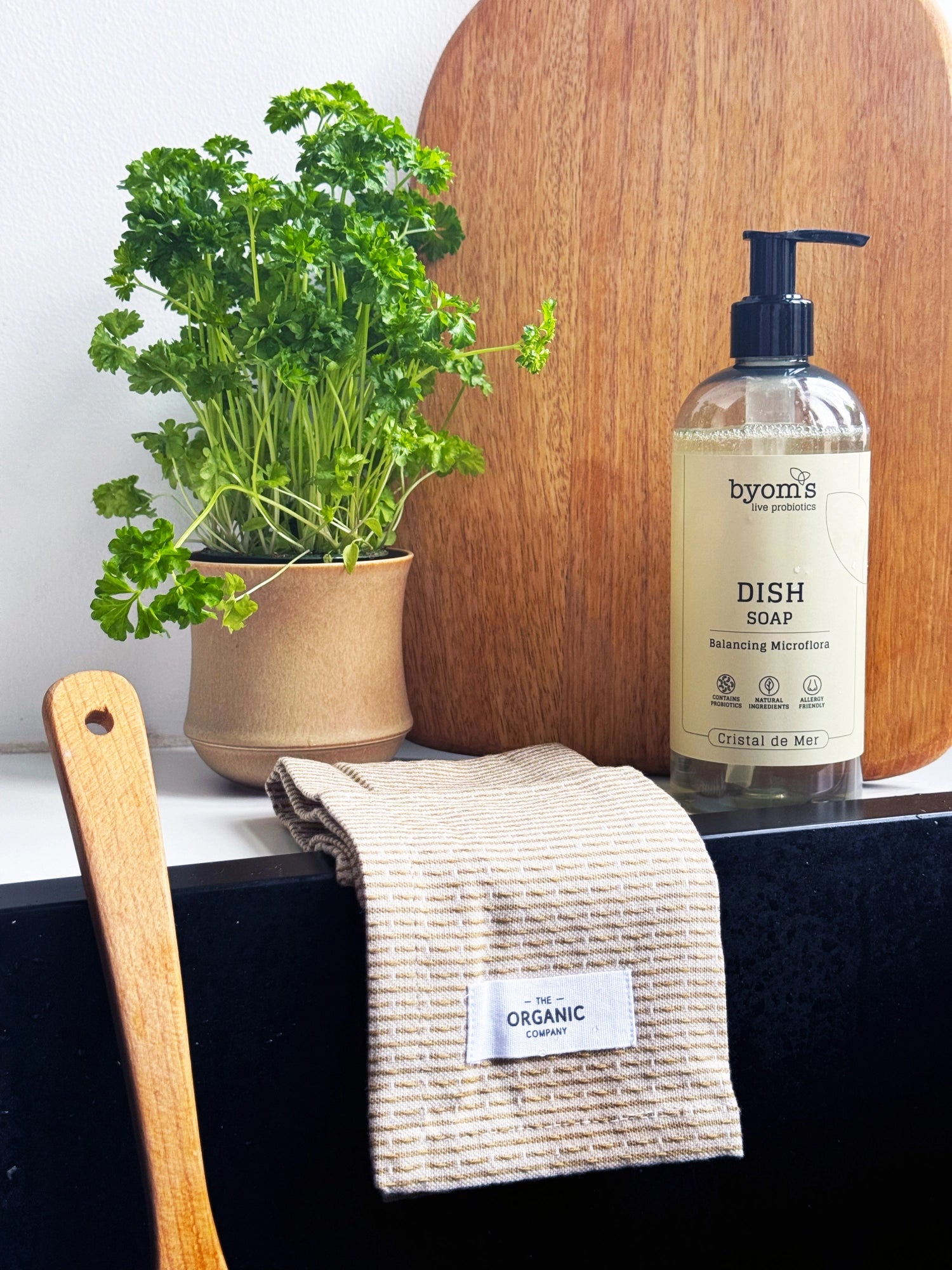 Torchon 30x35cm kaki pierre coton bio