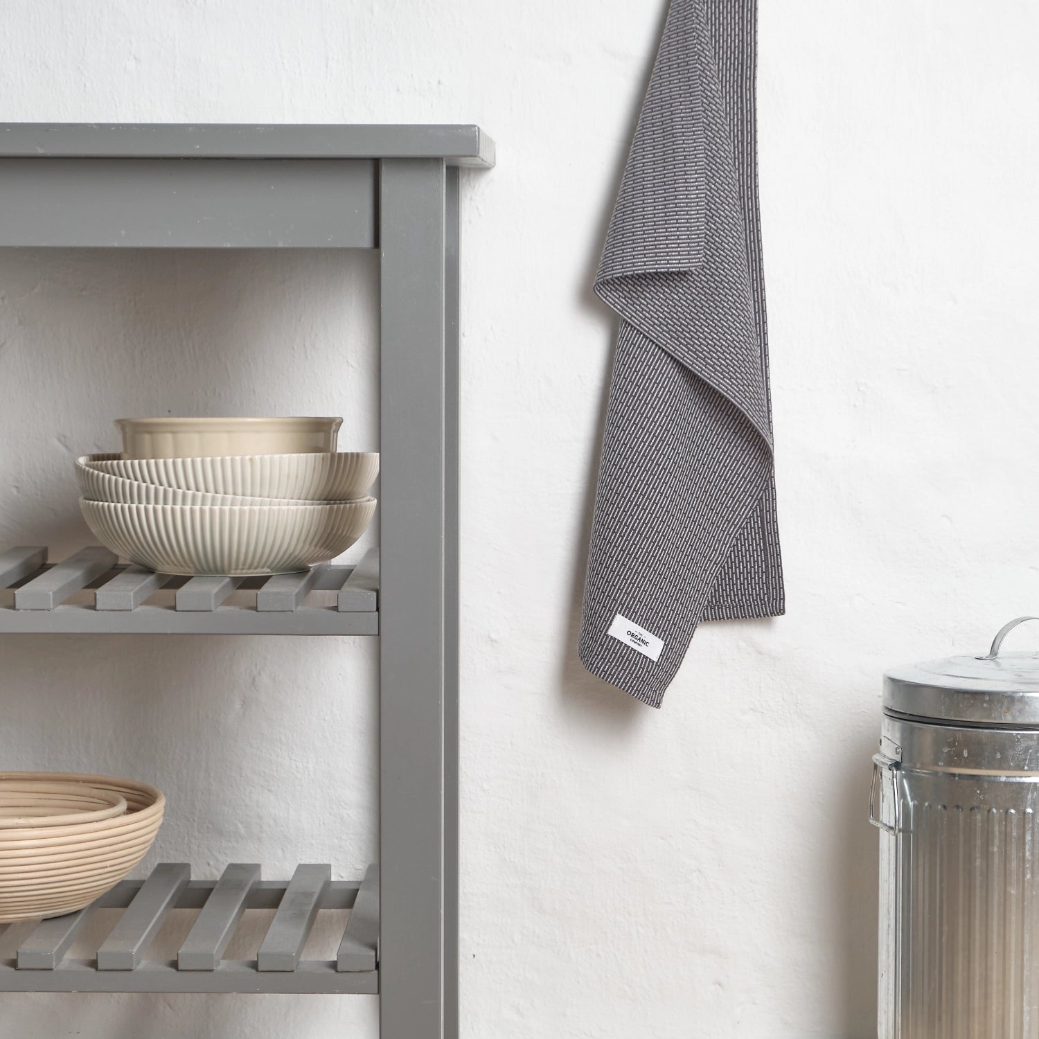 Torchon petit 35x60cm soir gris coton bio