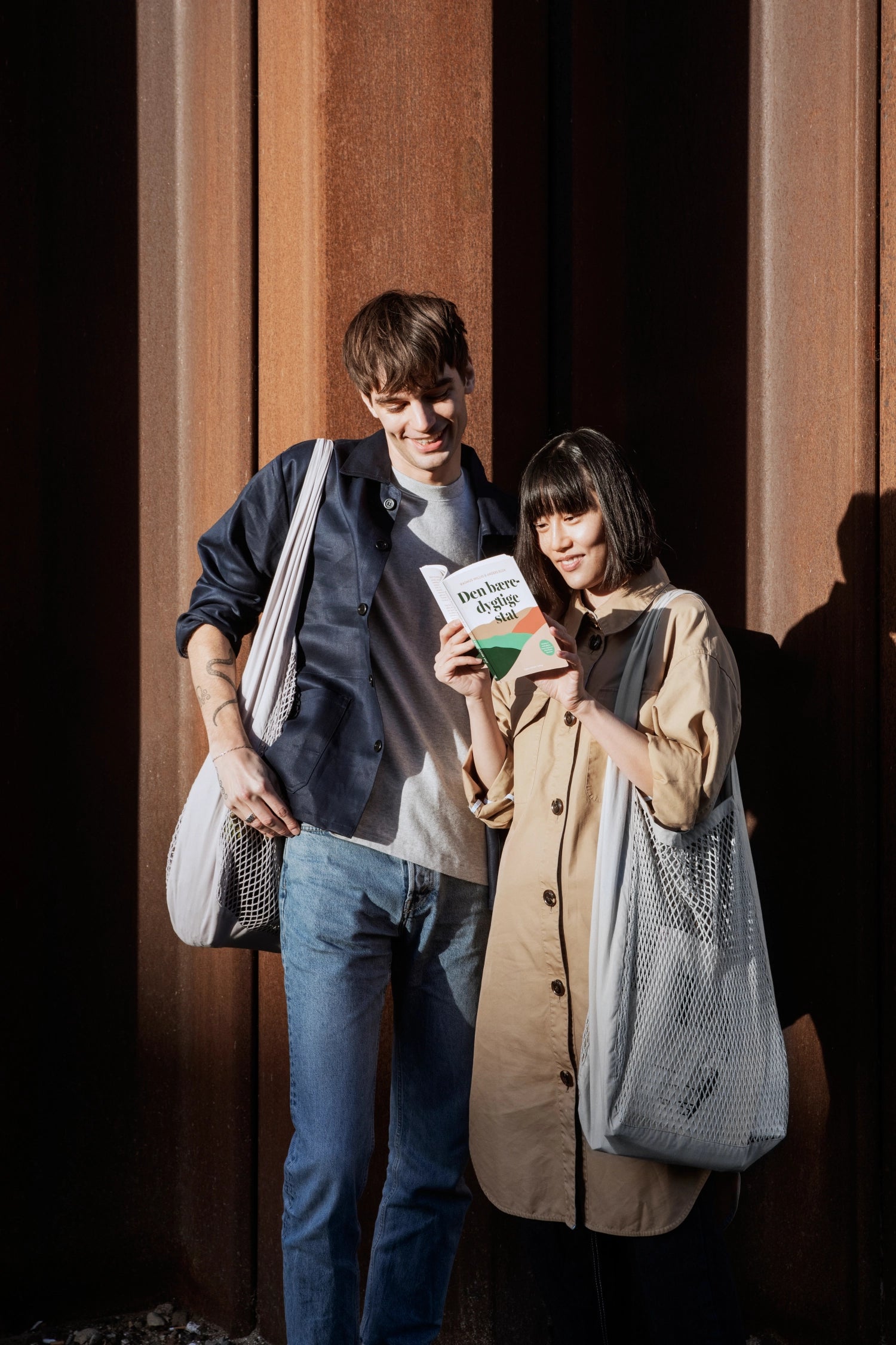 Sac bandoulière filet 44x15x45cm coton bio lavande poussiéreuse