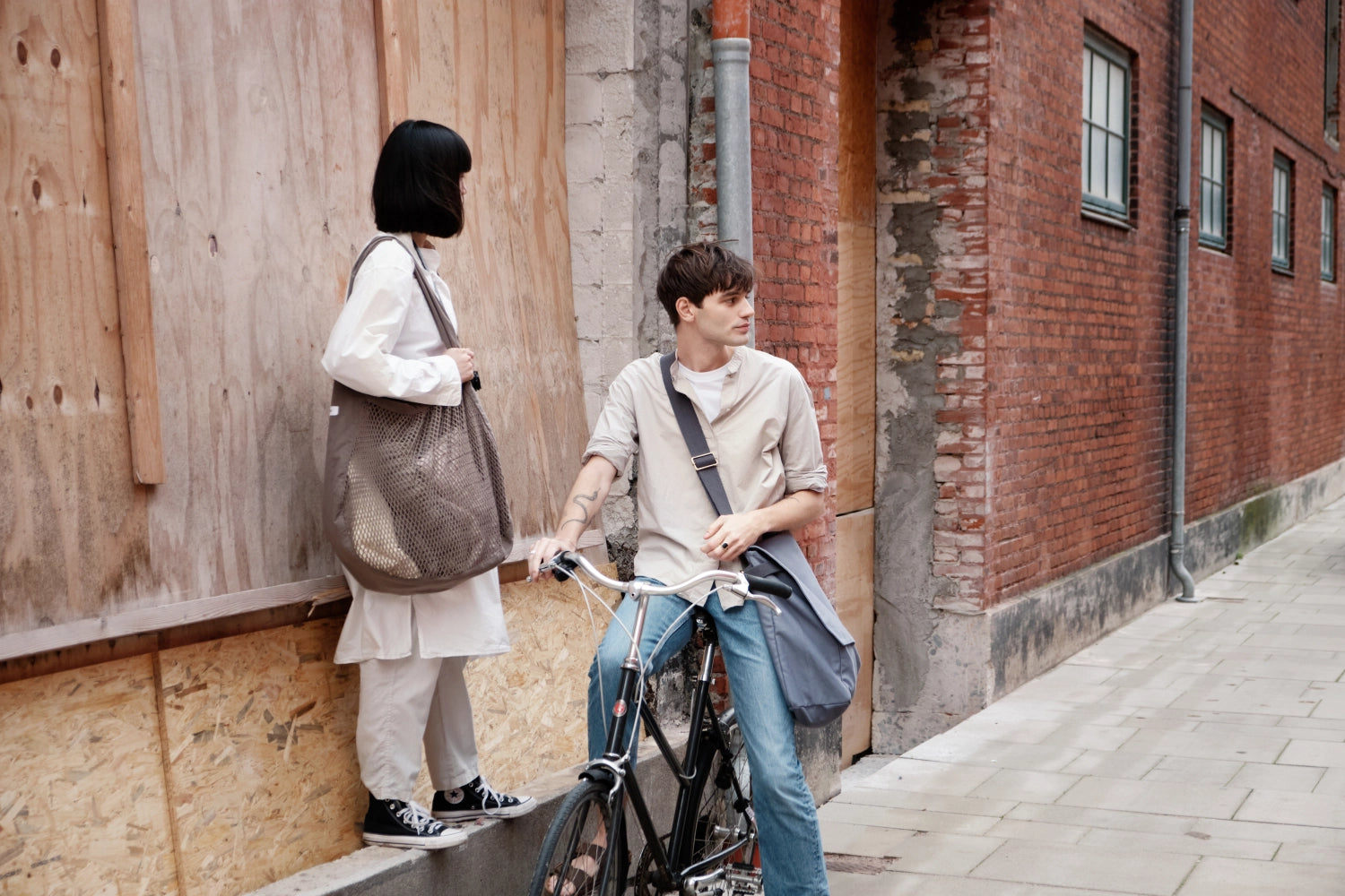 Net Shoulder Bag 44x15x45cm Dark Green Biobaumwolle